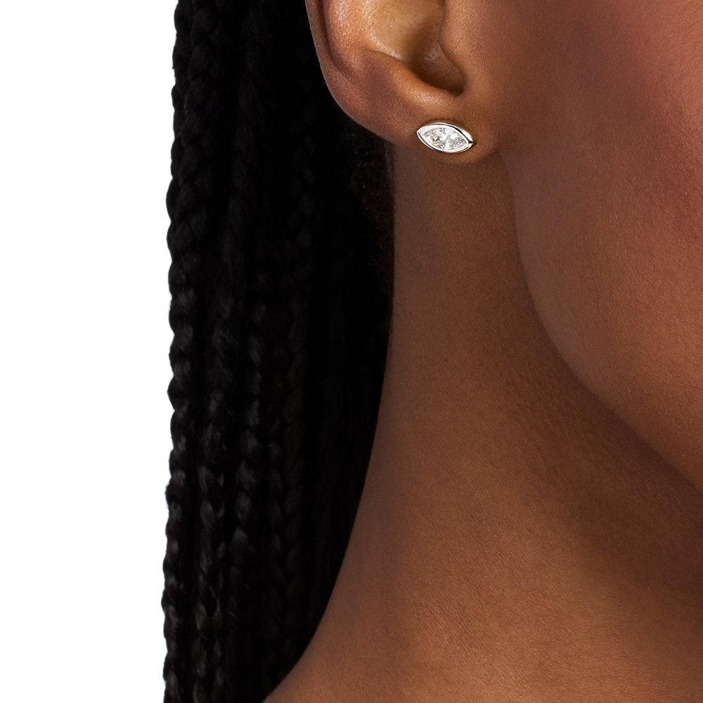 Pendientes de botón con talla marquise engastada en bisel - Michael Kors - Plateado Plateado-3