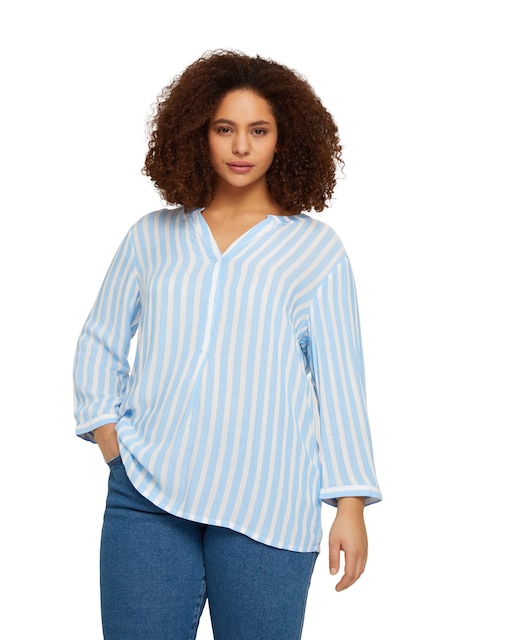 Imagen 0 de Blusa de mujer a rayas con manga francesa