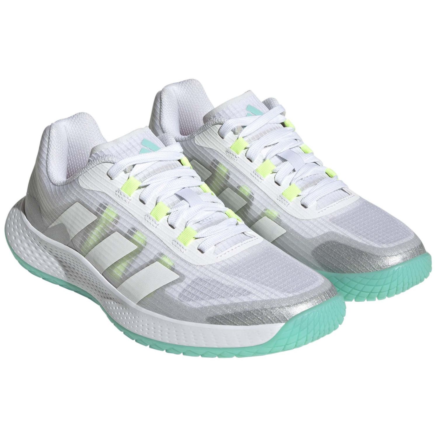 Zapatillas indoor de mujer FORCEBOUNCE adidas - Blanco / Turquesa Blanco / Turquesa-4