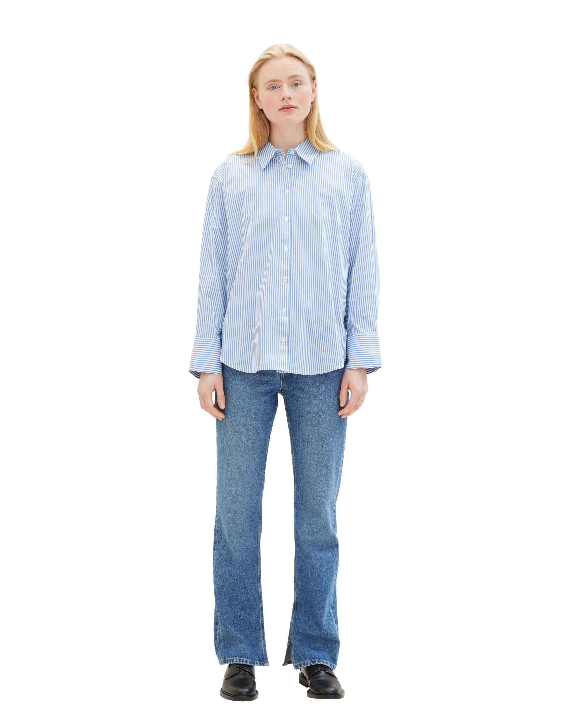 Camisa de mujer de rayas, manga larga - Tom Tailor - Azul / Blanco Azul / Blanco-3