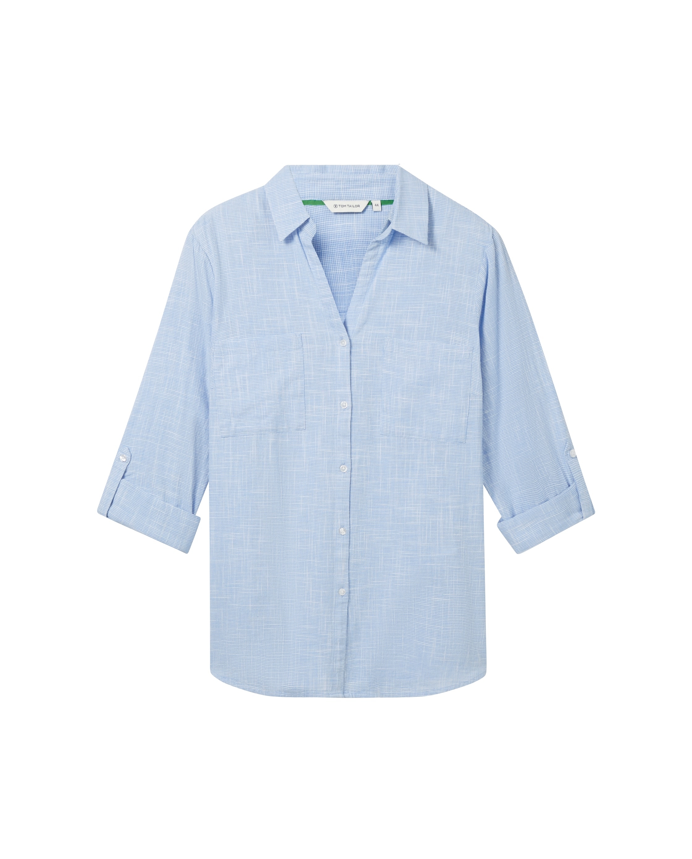 Blusa de mujer con manga francesa, en color liso - Tom Tailor - Azul claro Azul claro-6
