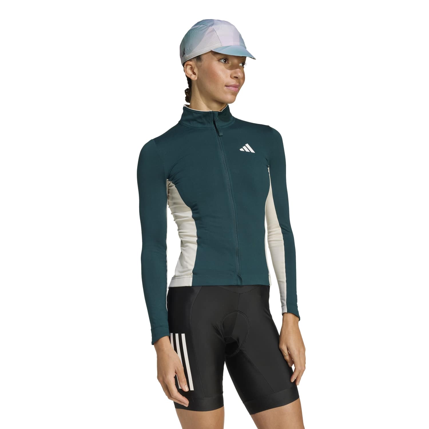 Maillot de ciclismo de mujer TEMPO LS W adidas - Verde azulado Verde azulado-3