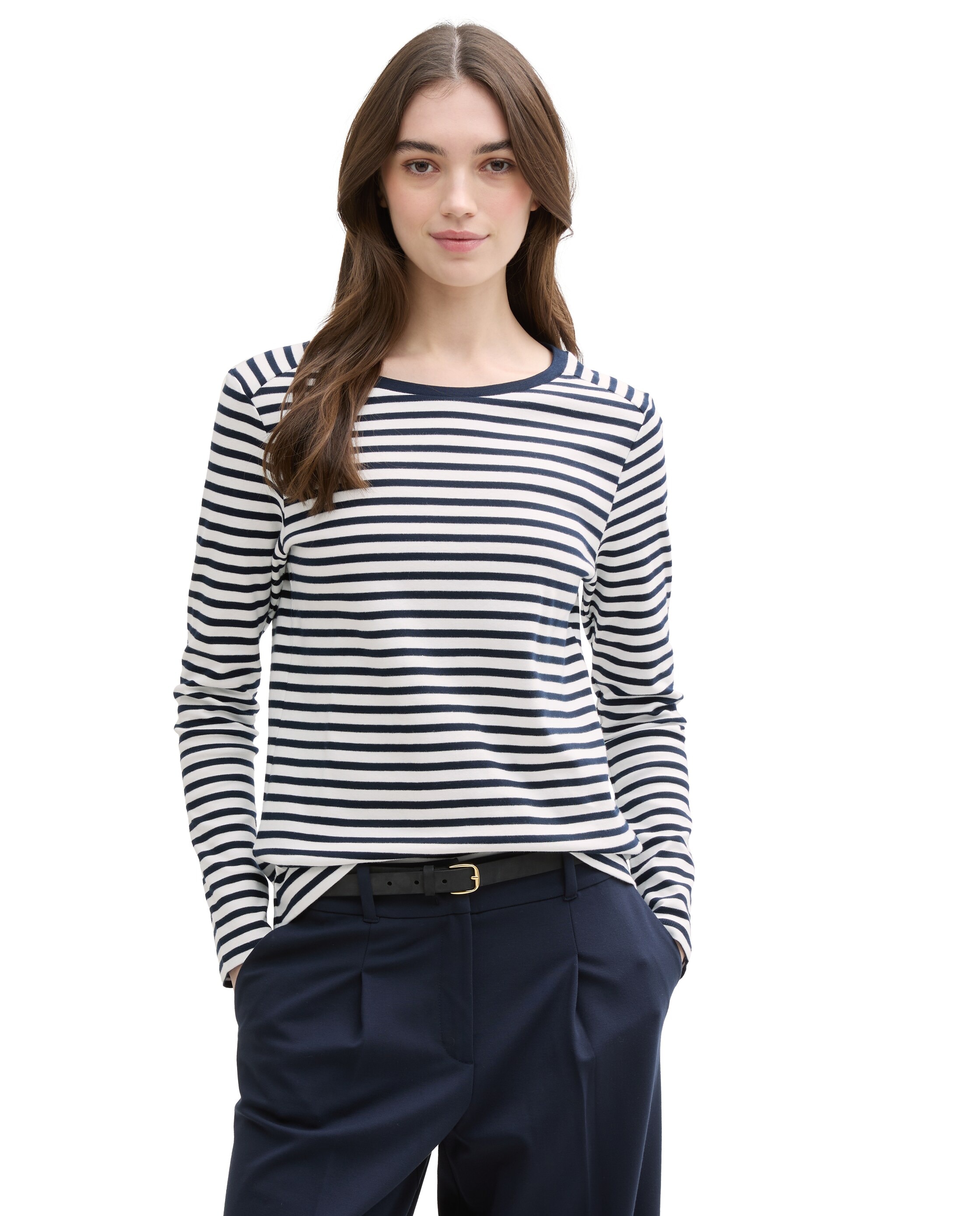 Tom Tailor - Camiseta de mujer con manga larga de rayas.