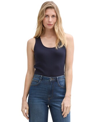 TOM TAILOR Top Donna Senza Maniche Strutturato - Scollo A V Con Nodo, Effetto Stropicciato, Morbido, Taglia M