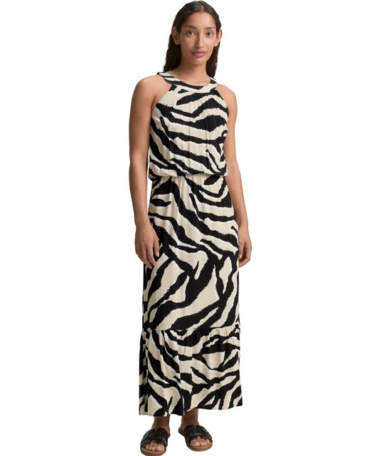 Imagen 0 de Vestido largo sin mangas con estampado animal print