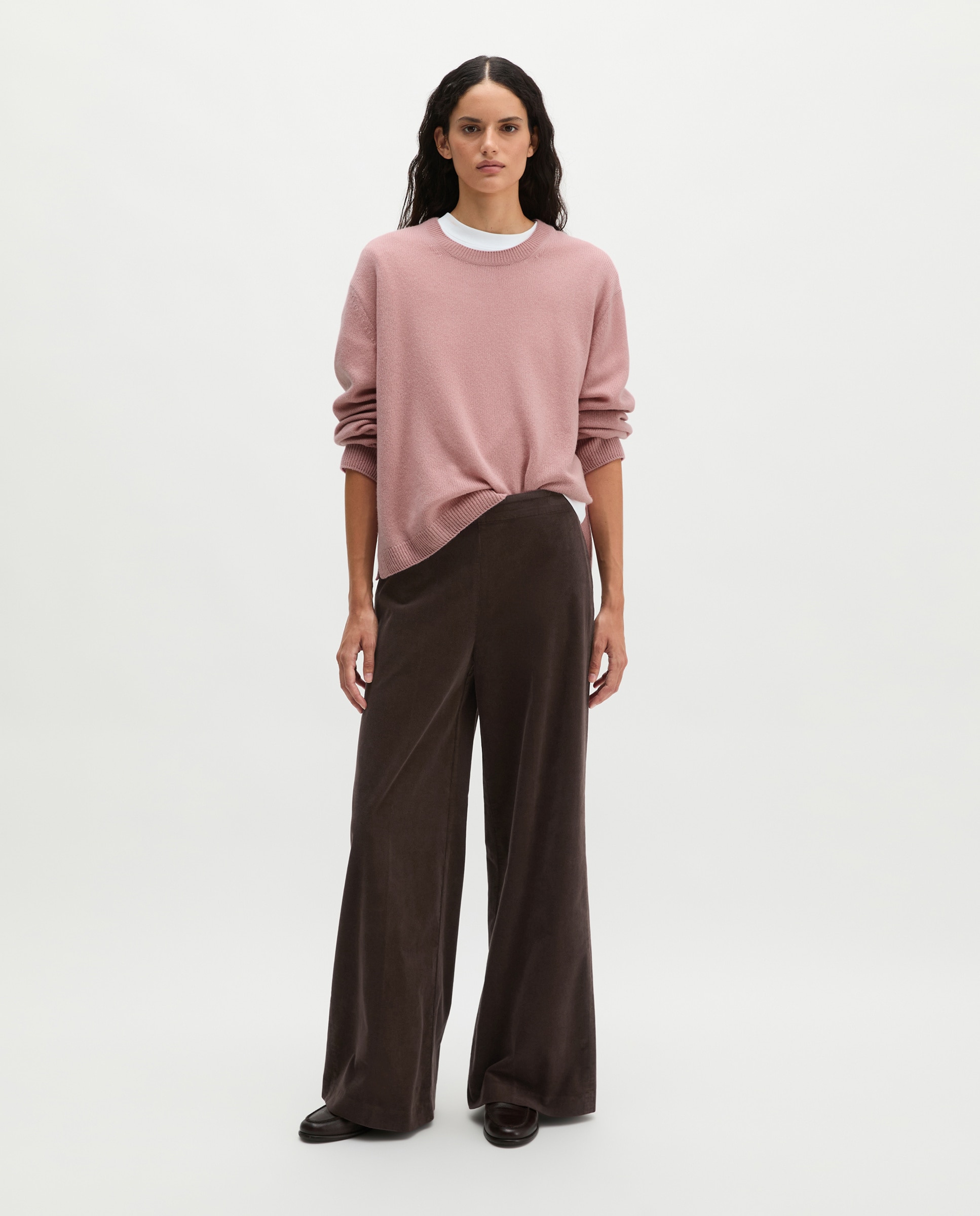 Imagen 0 de Pantalones de tela de seda, modelo margo, de corte ancho de algodón orgánico elástico Marrón