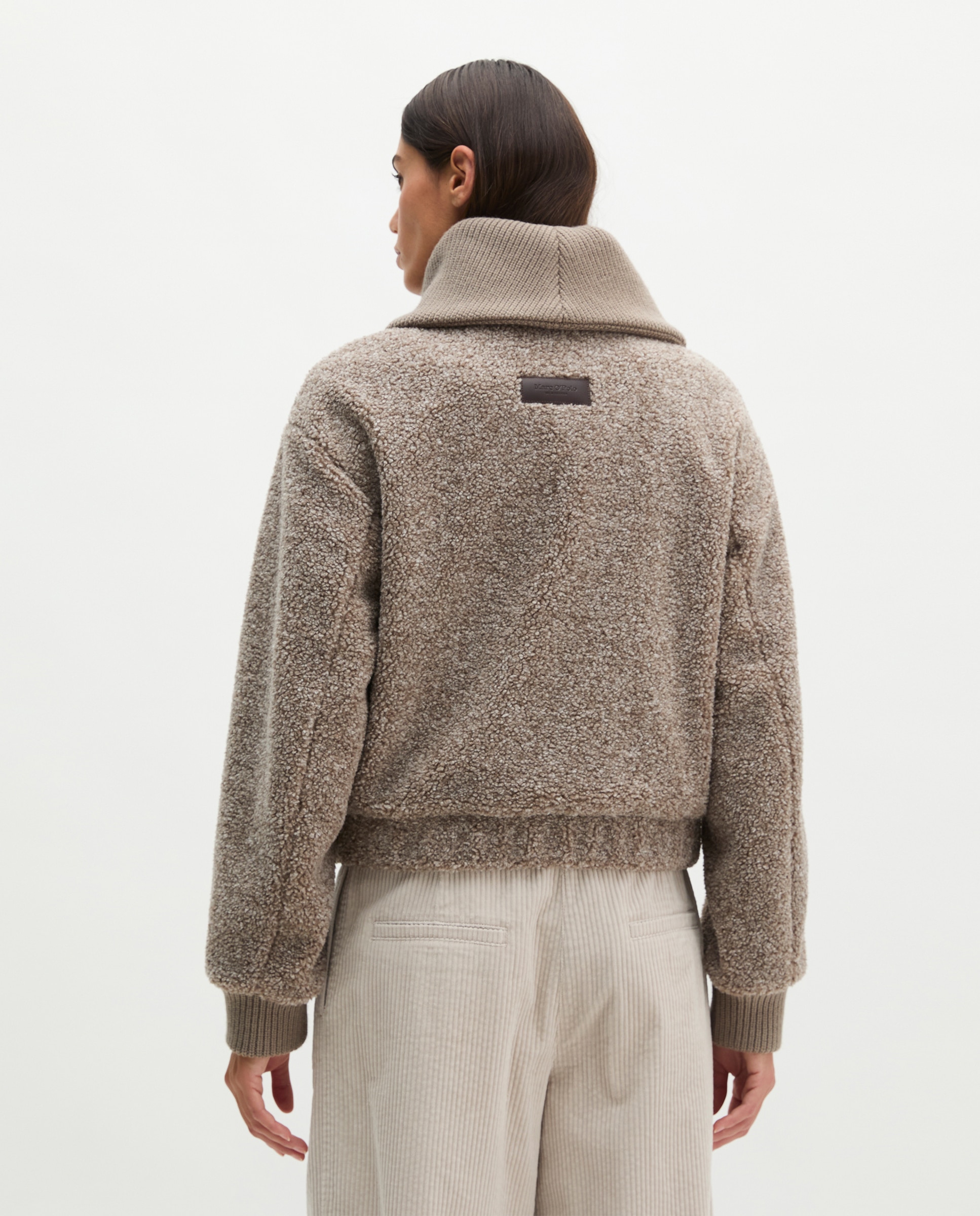 Chaqueta tipo blouson de peluche corte regular de felpa rizada y suave - MARC  O'POLO - Beige Beige-2