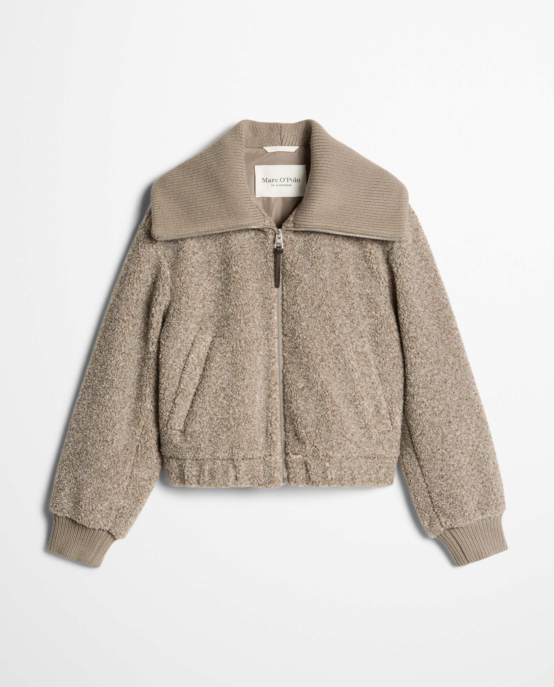 Chaqueta tipo blouson de peluche corte regular de felpa rizada y suave - MARC  O'POLO - Beige Beige-5