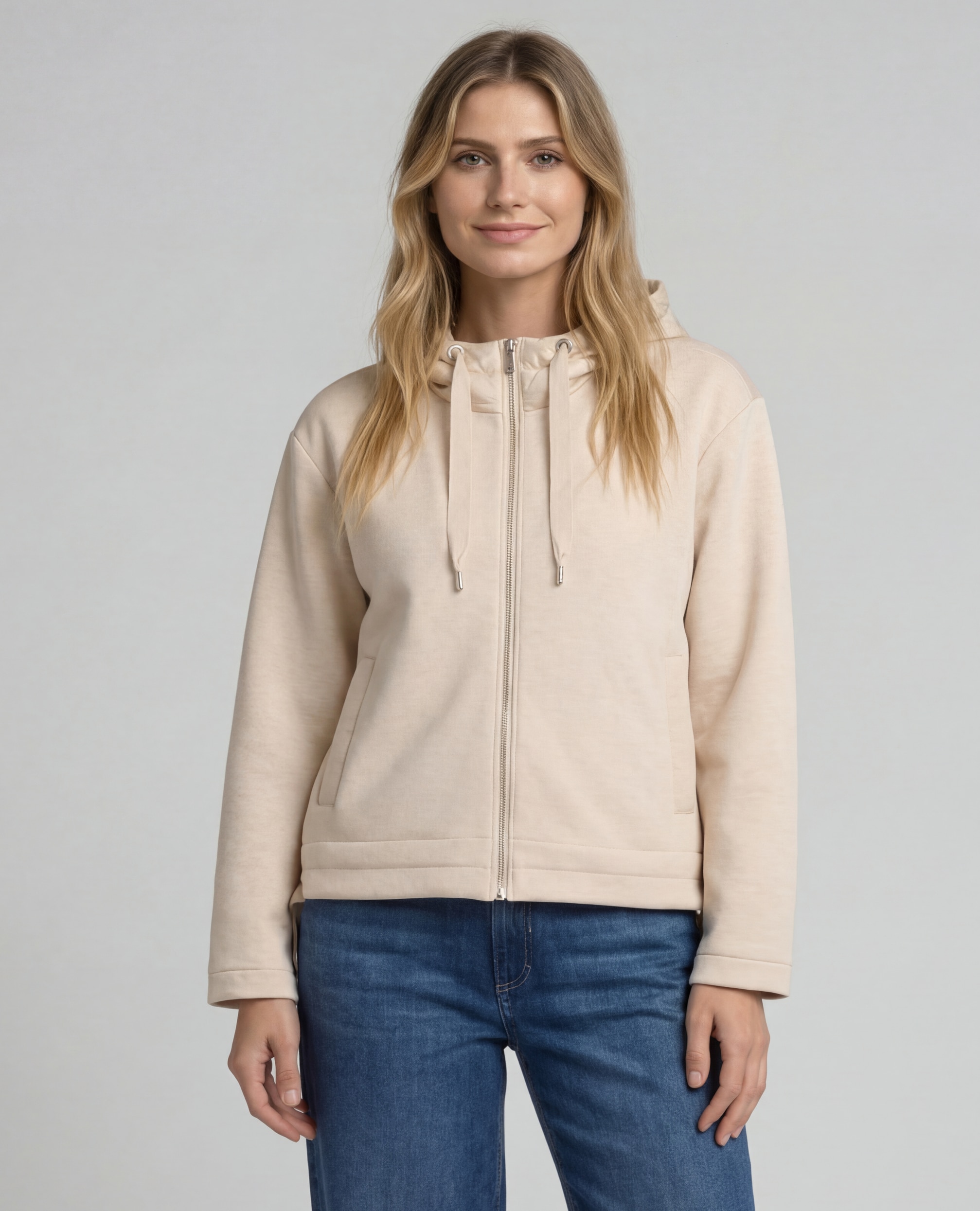 Tom Tailor - Chaqueta de mujer de manga larga con capucha y cremallera estampado liso.
