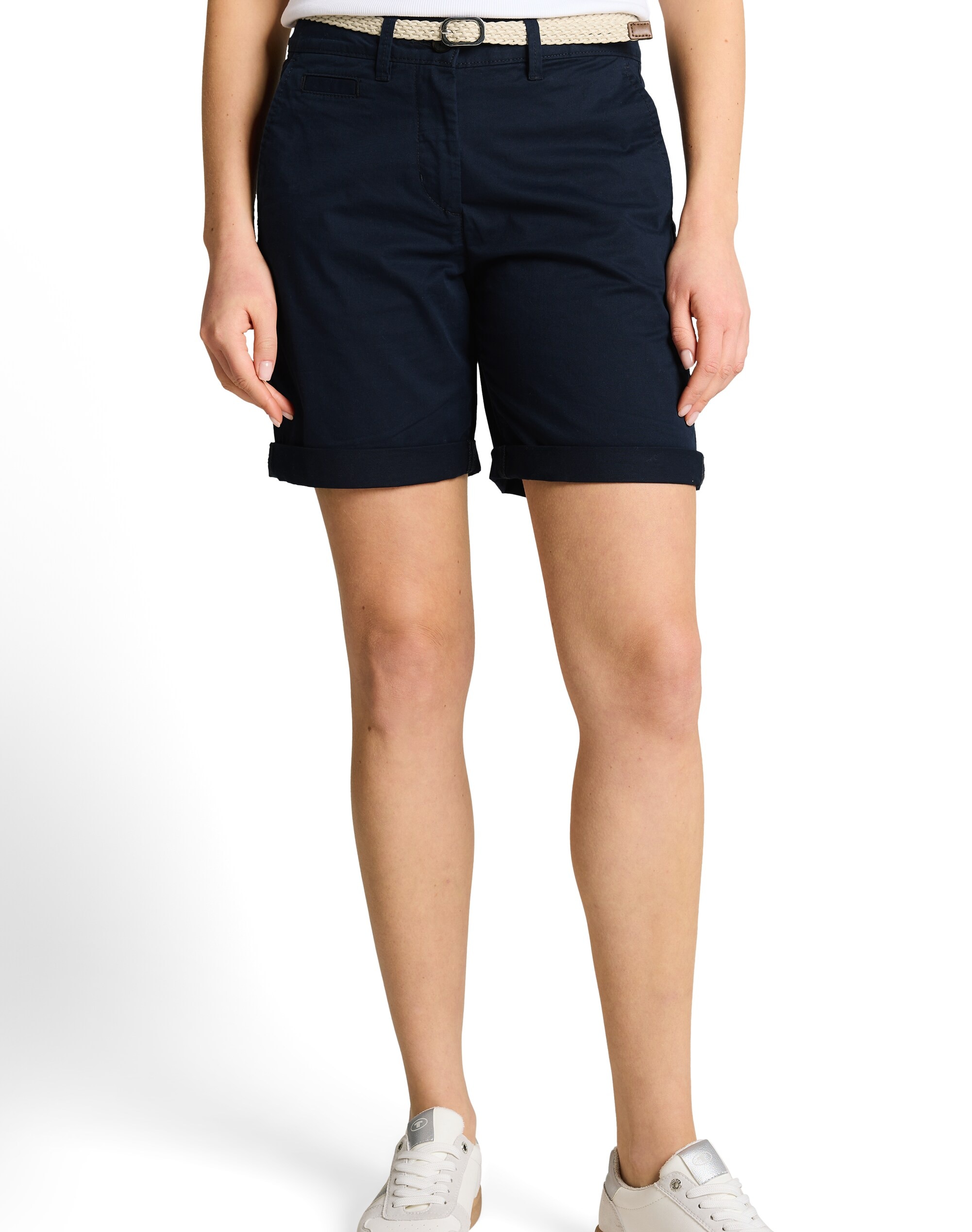 Tom Tailor - Bermuda de mujer con diseño liso, de corte recto y cintura media.