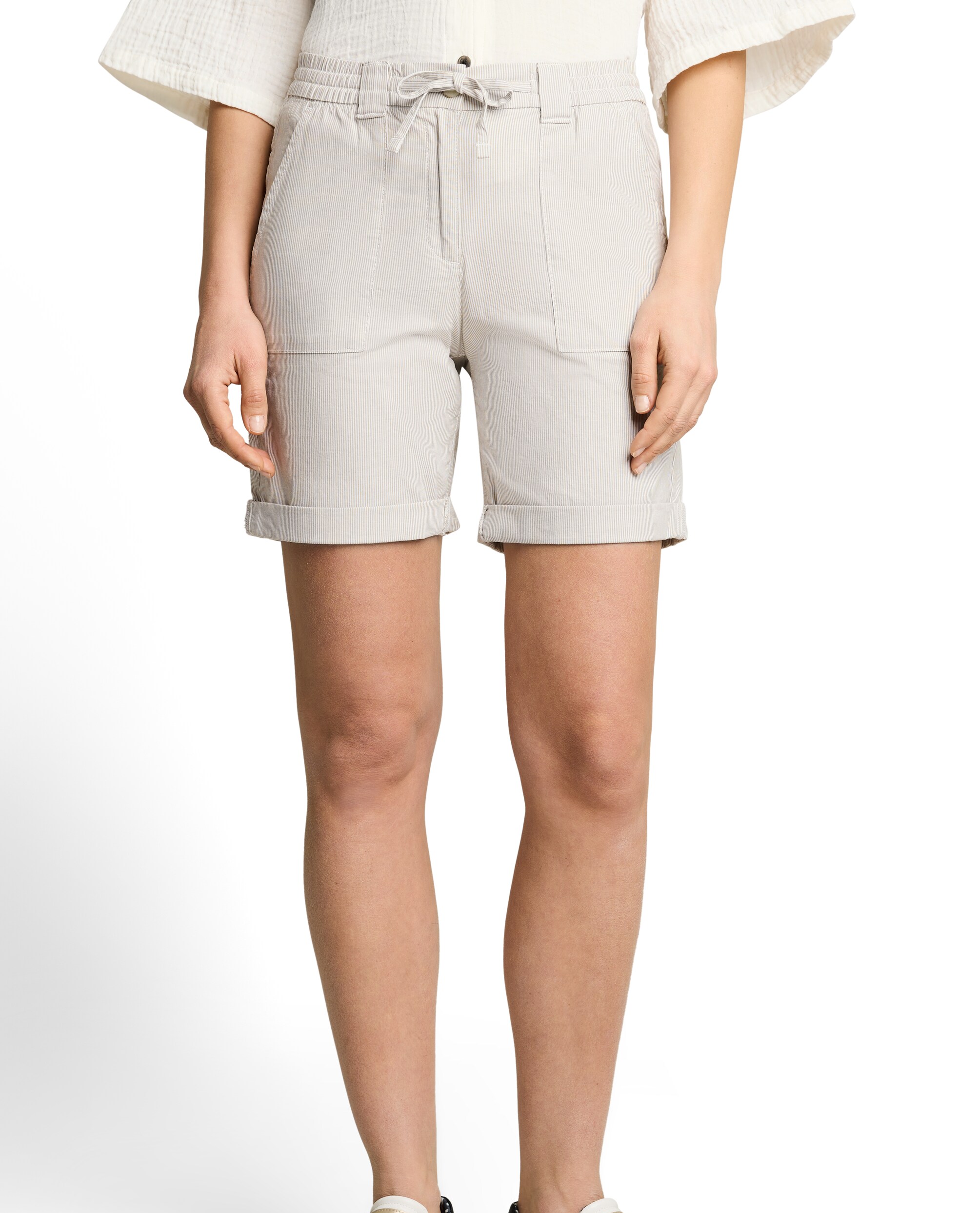 Tom Tailor - Bermuda chino de mujer con cintura elástica, cordón y bolsillos.