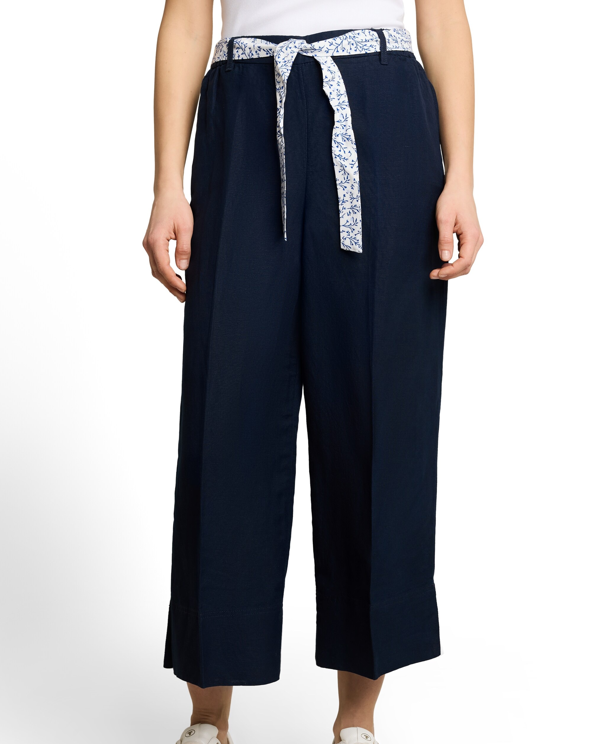 Tom Tailor - Pantalón ancho de mujer con cintura elástica, cinturón y bolsillos.