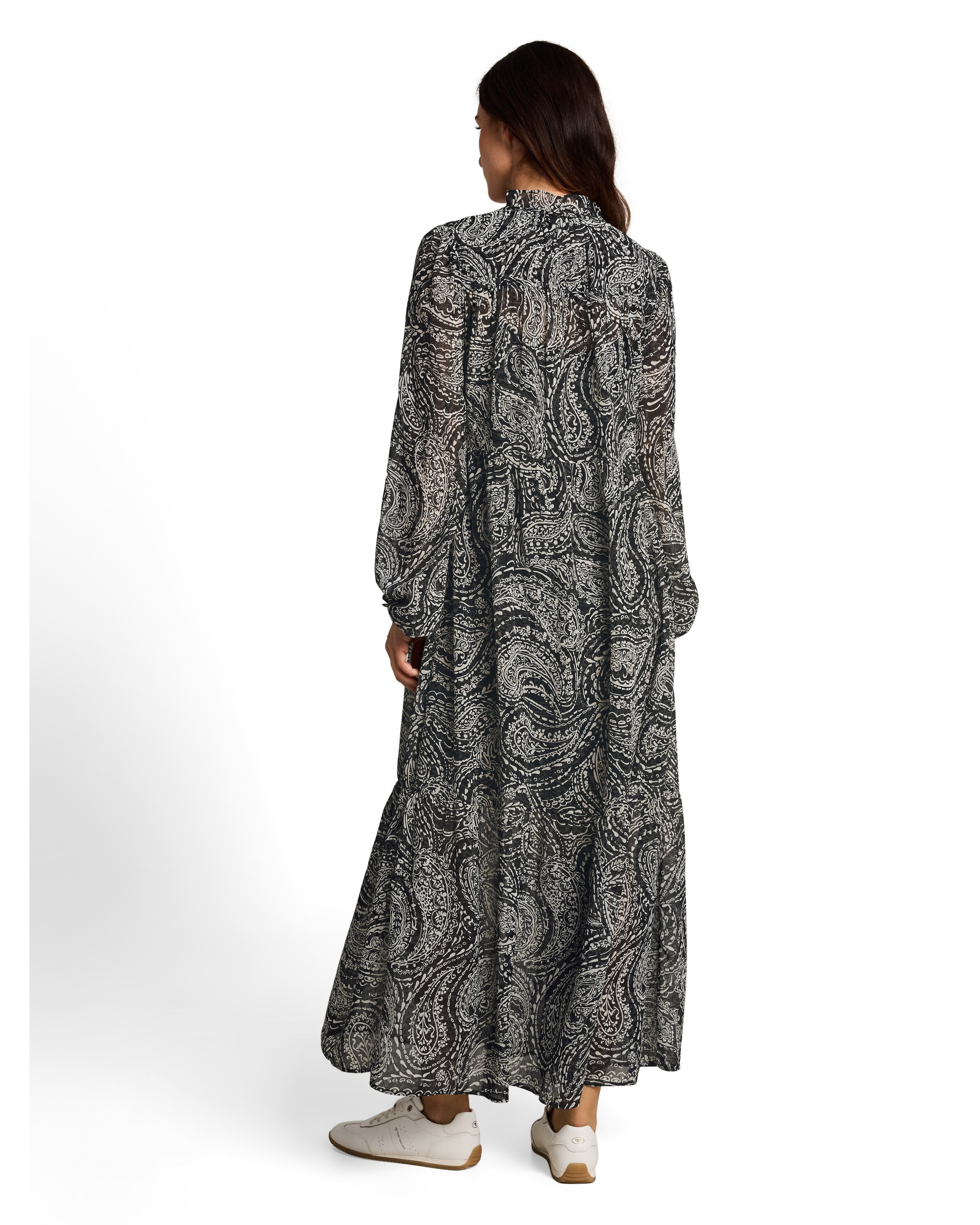 Vestido largo con estampado paisley y cuello alto - Tom Tailor - Negro Negro-2