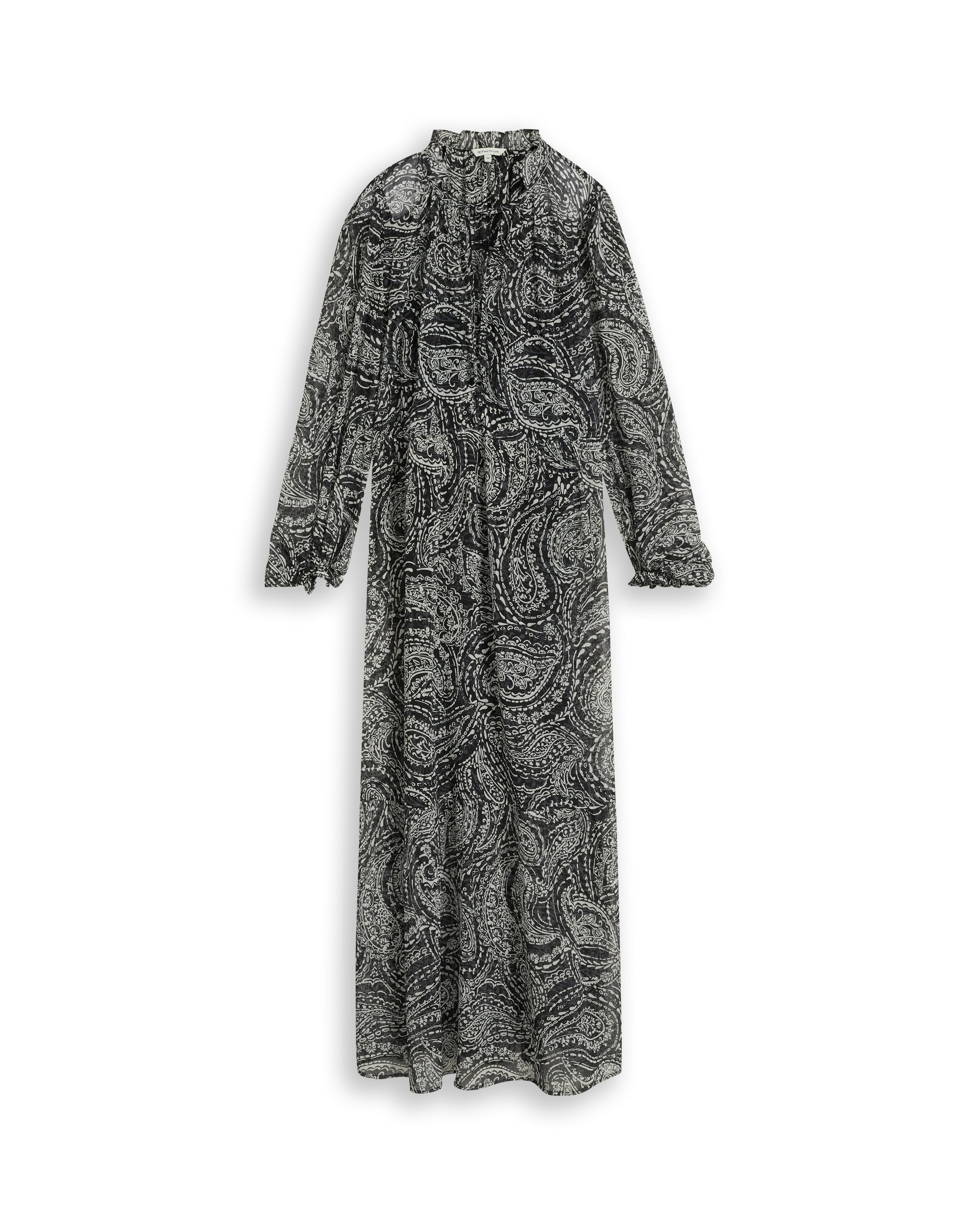 Vestido largo con estampado paisley y cuello alto - Tom Tailor - Negro Negro-3