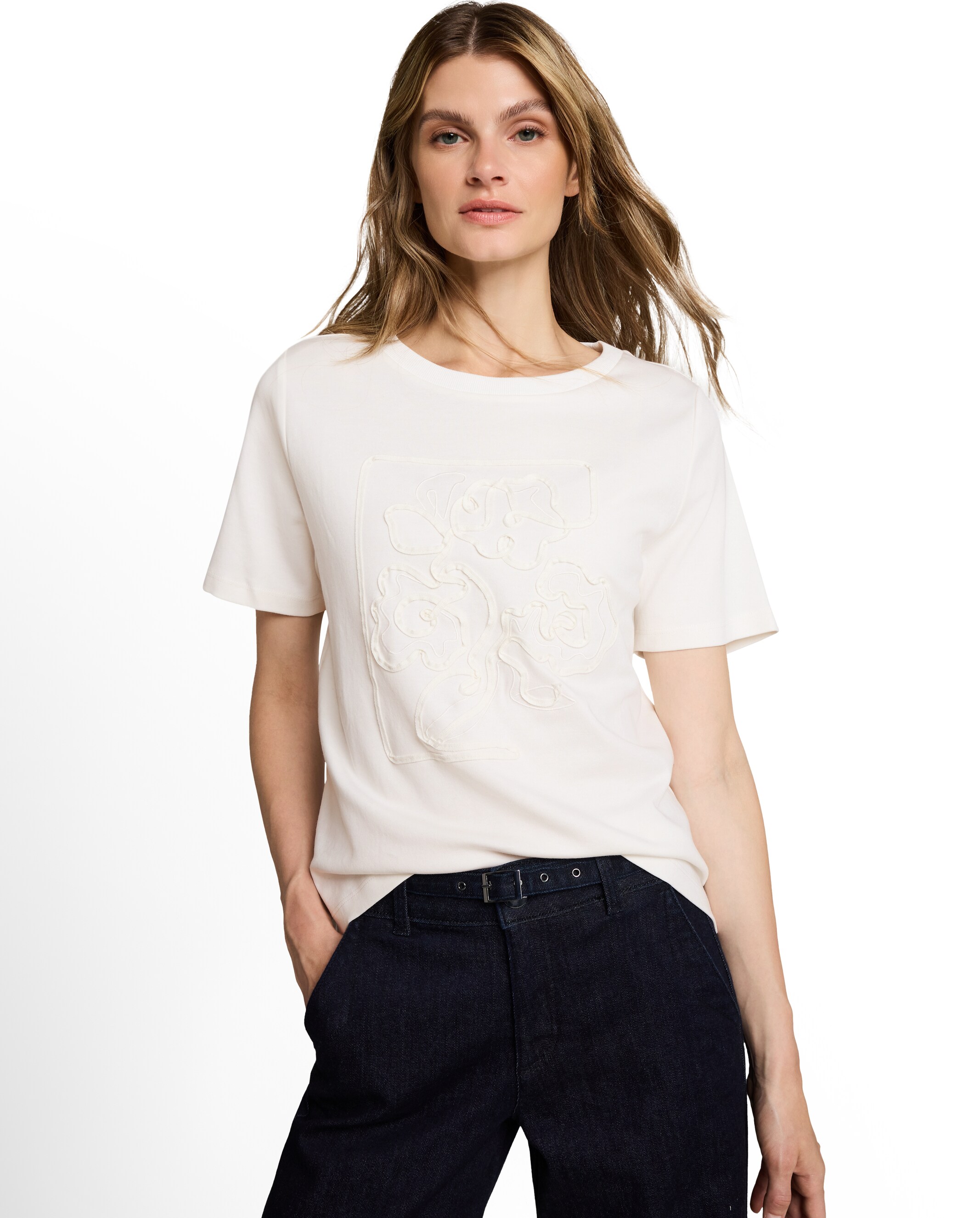 Camiseta de mujer de manga corta con cuello redondo - Tom Tailor - Blanco Blanco-1