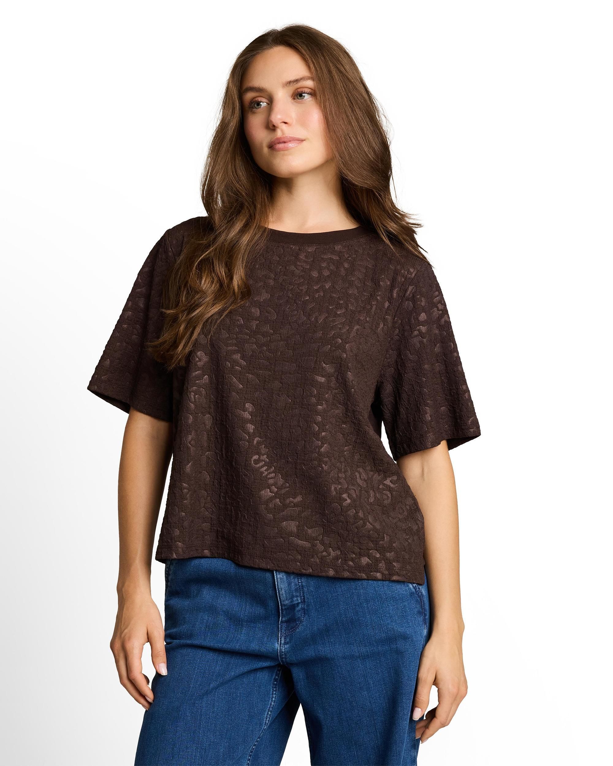 Imagen 0 de Camiseta de mujer de manga corta con cuello redondo Marrón