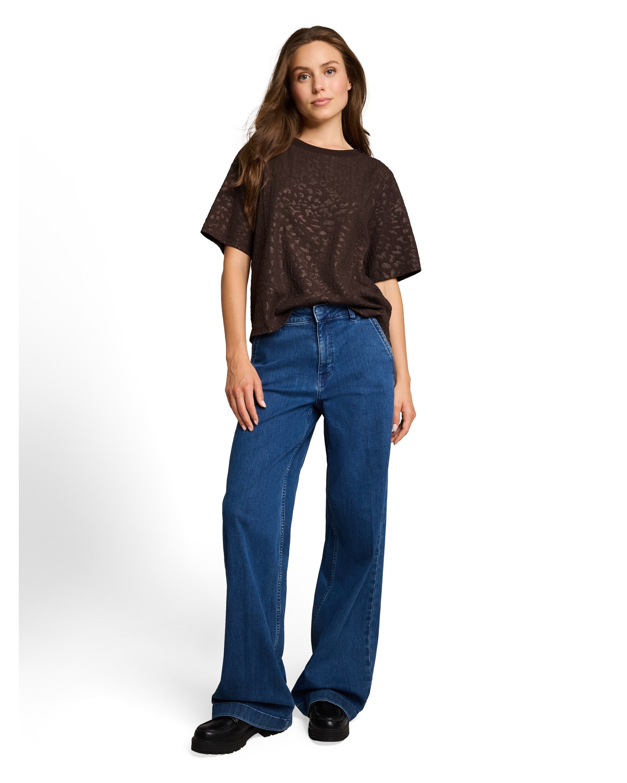 Camiseta de mujer de manga corta con cuello redondo - Tom Tailor - Marrón Marrón-2