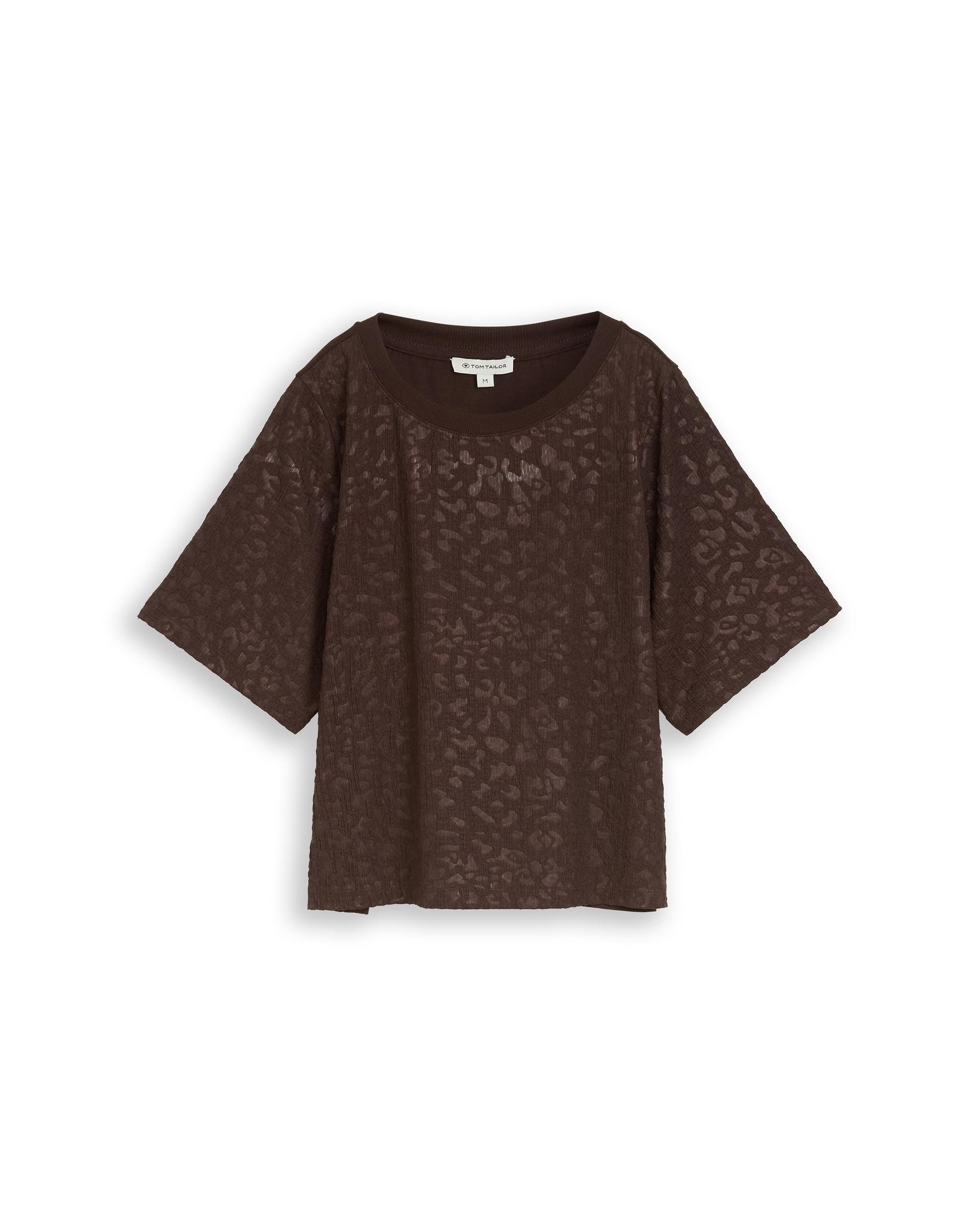 Camiseta de mujer de manga corta con cuello redondo - Tom Tailor - Marrón Marrón-4
