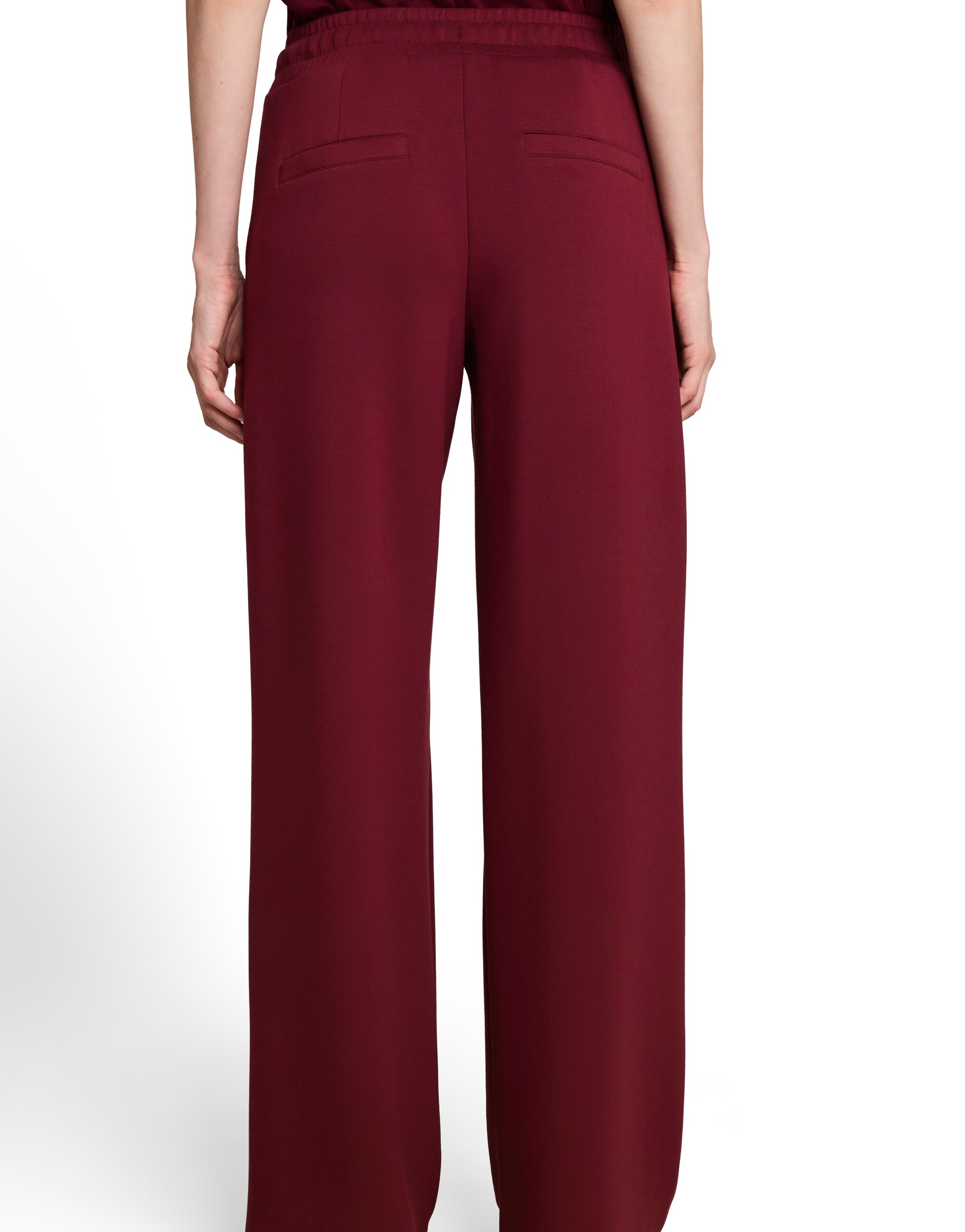 Pantalón recto de mujer con cintura elástica y cordón - Tom Tailor - Rojo Rojo-2