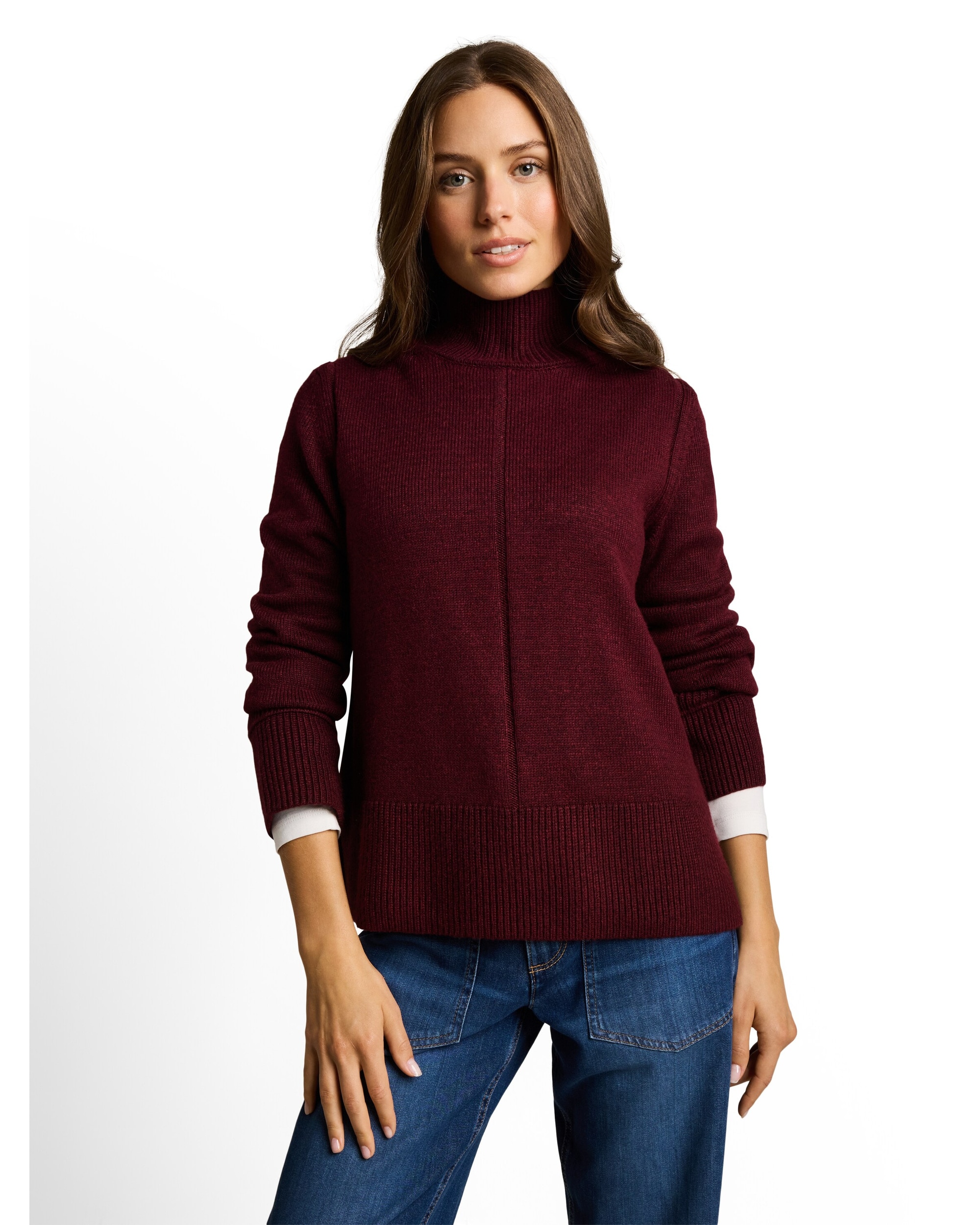 Imagen 0 de Jersey de mujer con cuello alto y manga larga Rojo