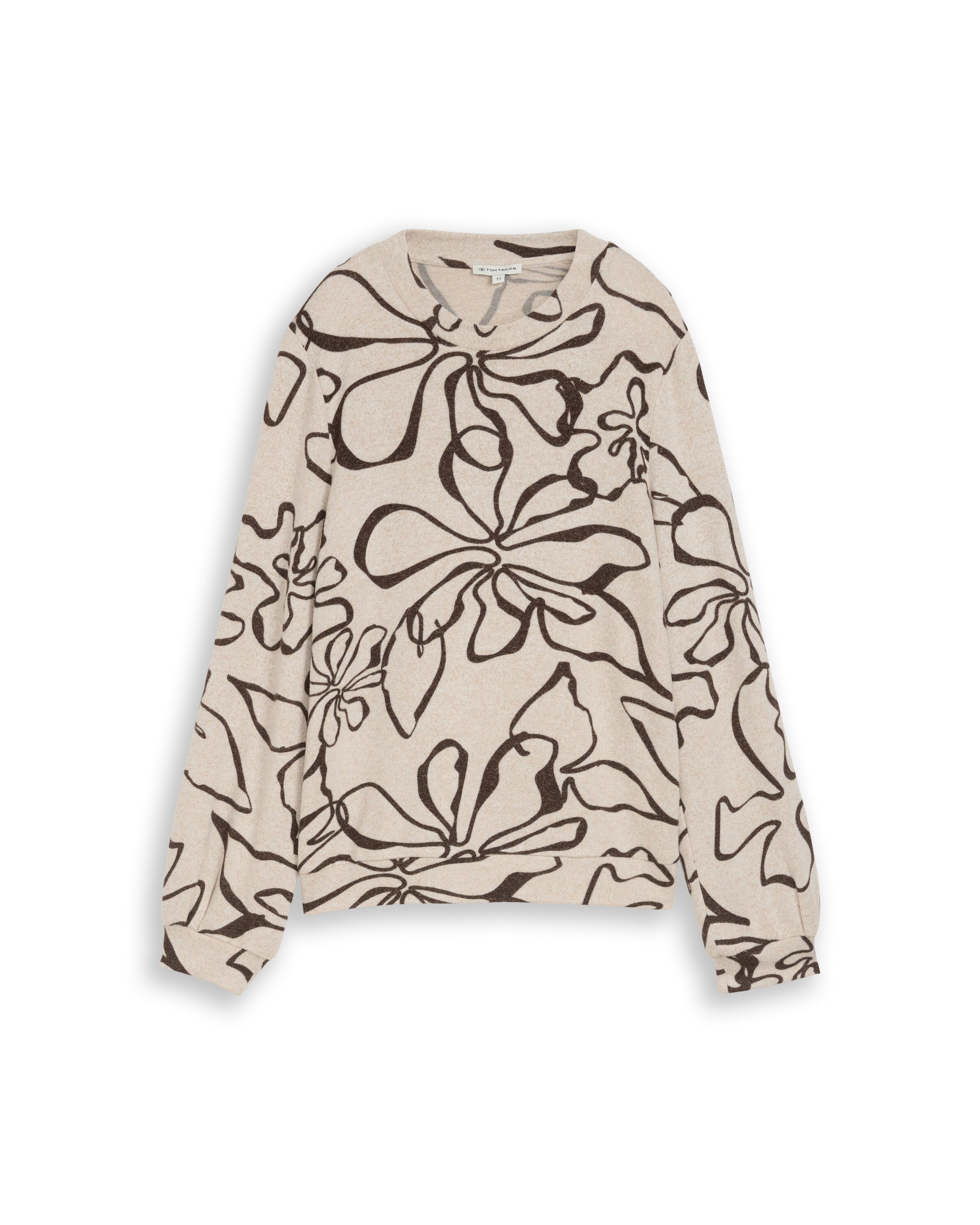 Camiseta de mujer con estampado floral y manga larga - Tom Tailor - Marrón Marrón-4