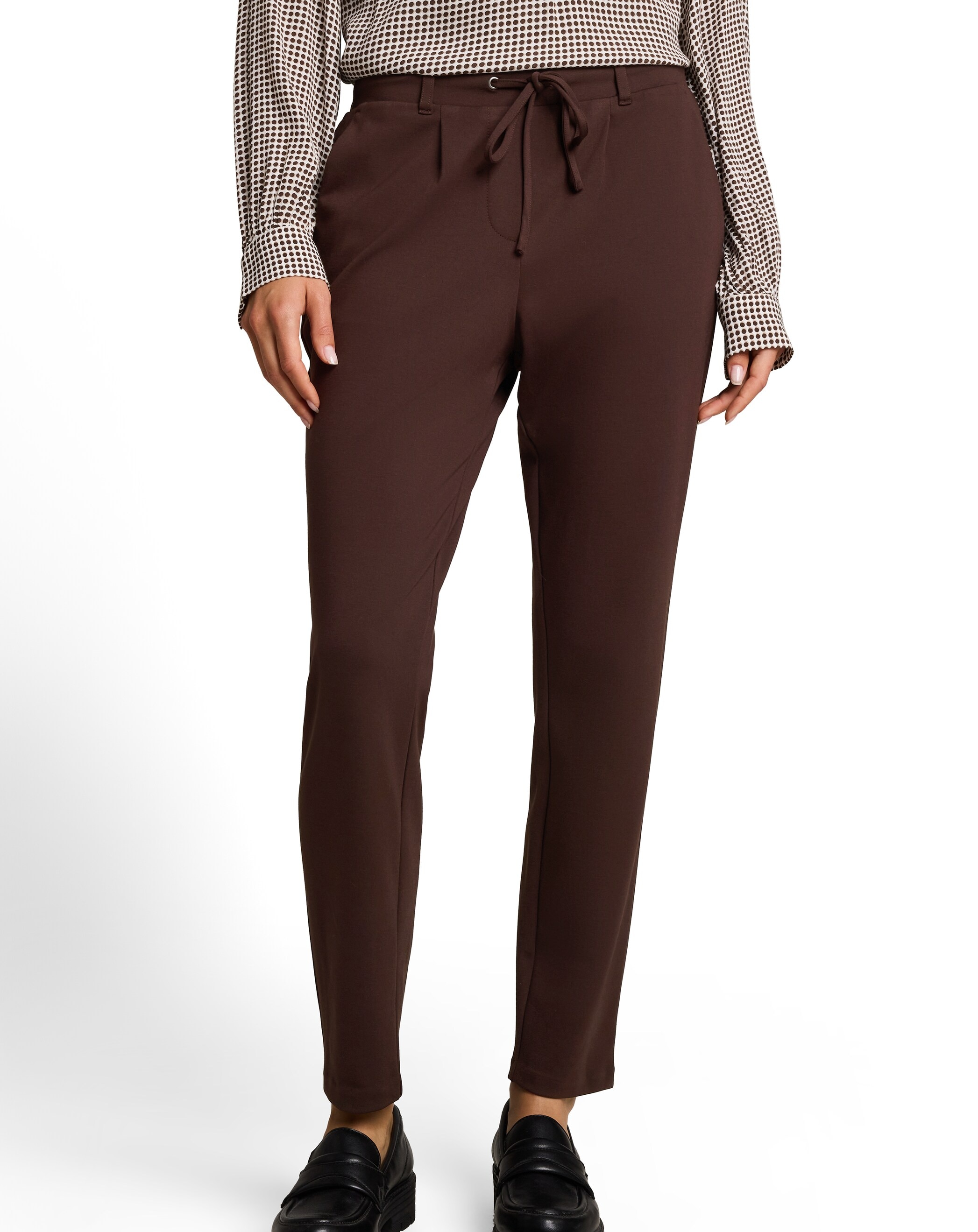 Pantalón ancho de mujer con cintura elástica y bolsillos - Tom Tailor - Marrón Marrón-1