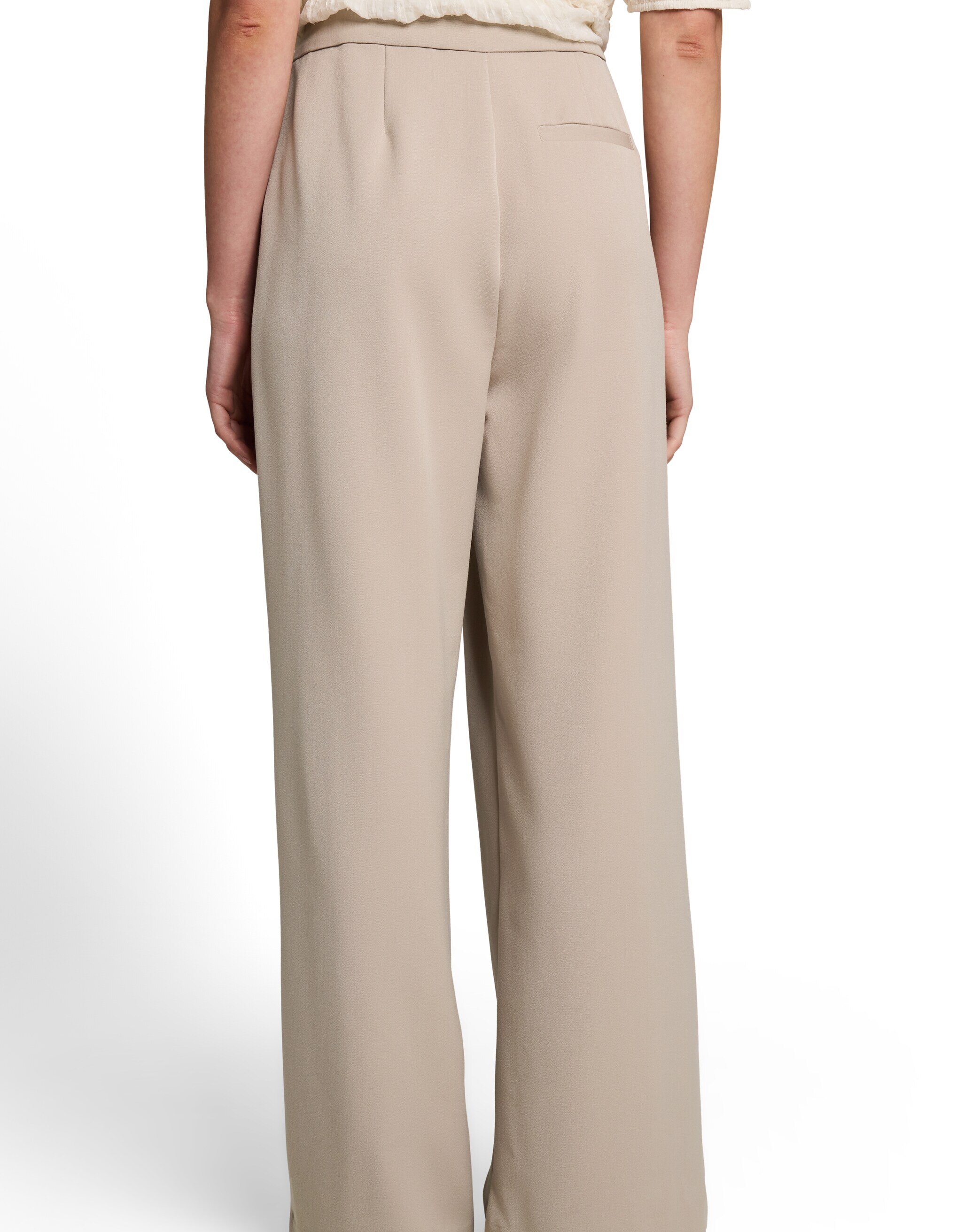 Pantalon ancho de mujer con cintura alta y cierre con cremallera y botón - Tom Tailor - Natural Natural-2