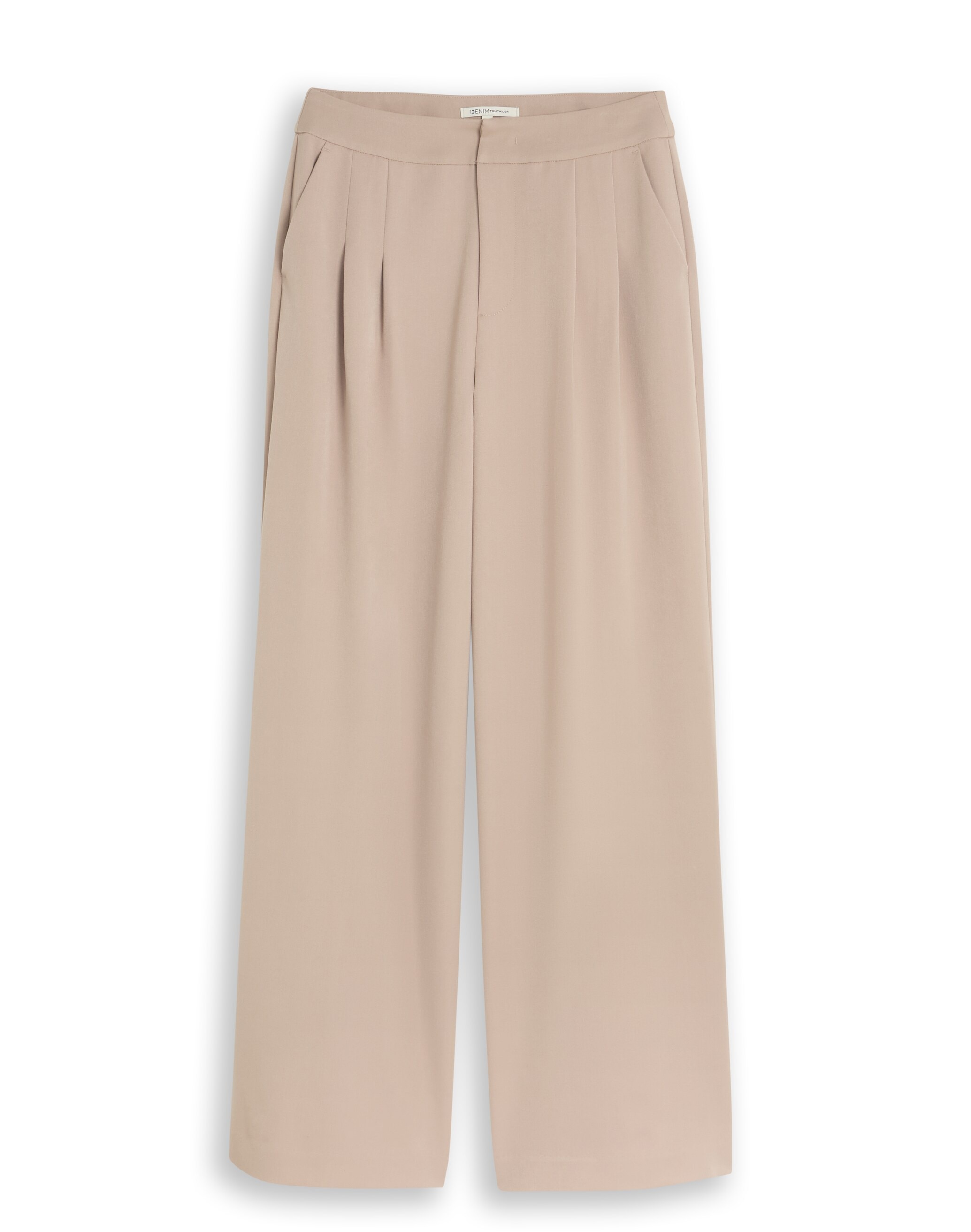 Pantalon ancho de mujer con cintura alta y cierre con cremallera y botón - Tom Tailor - Natural Natural-5
