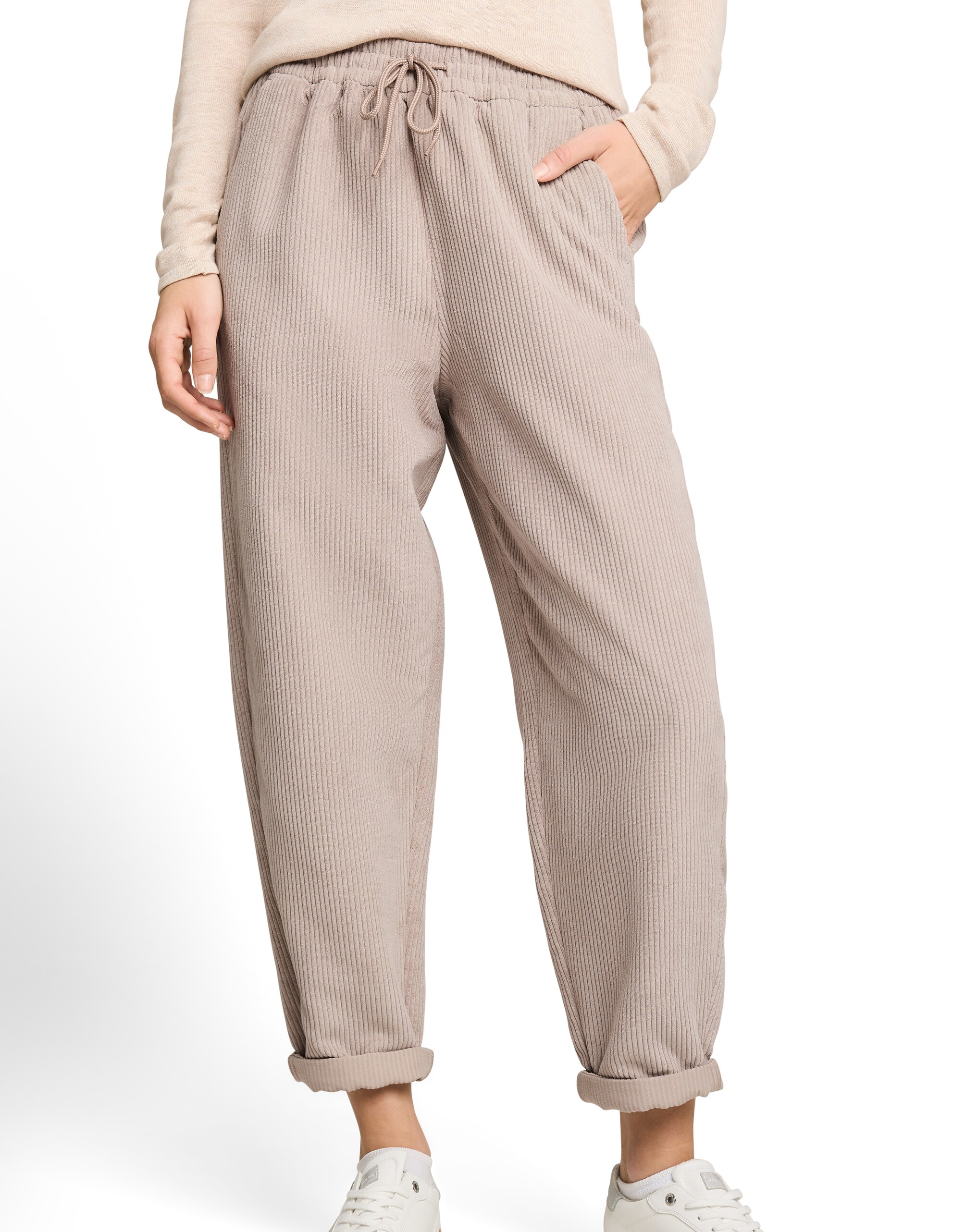 Imagen 0 de Pantalón recto de mujer con cintura elástica y cordón Natural