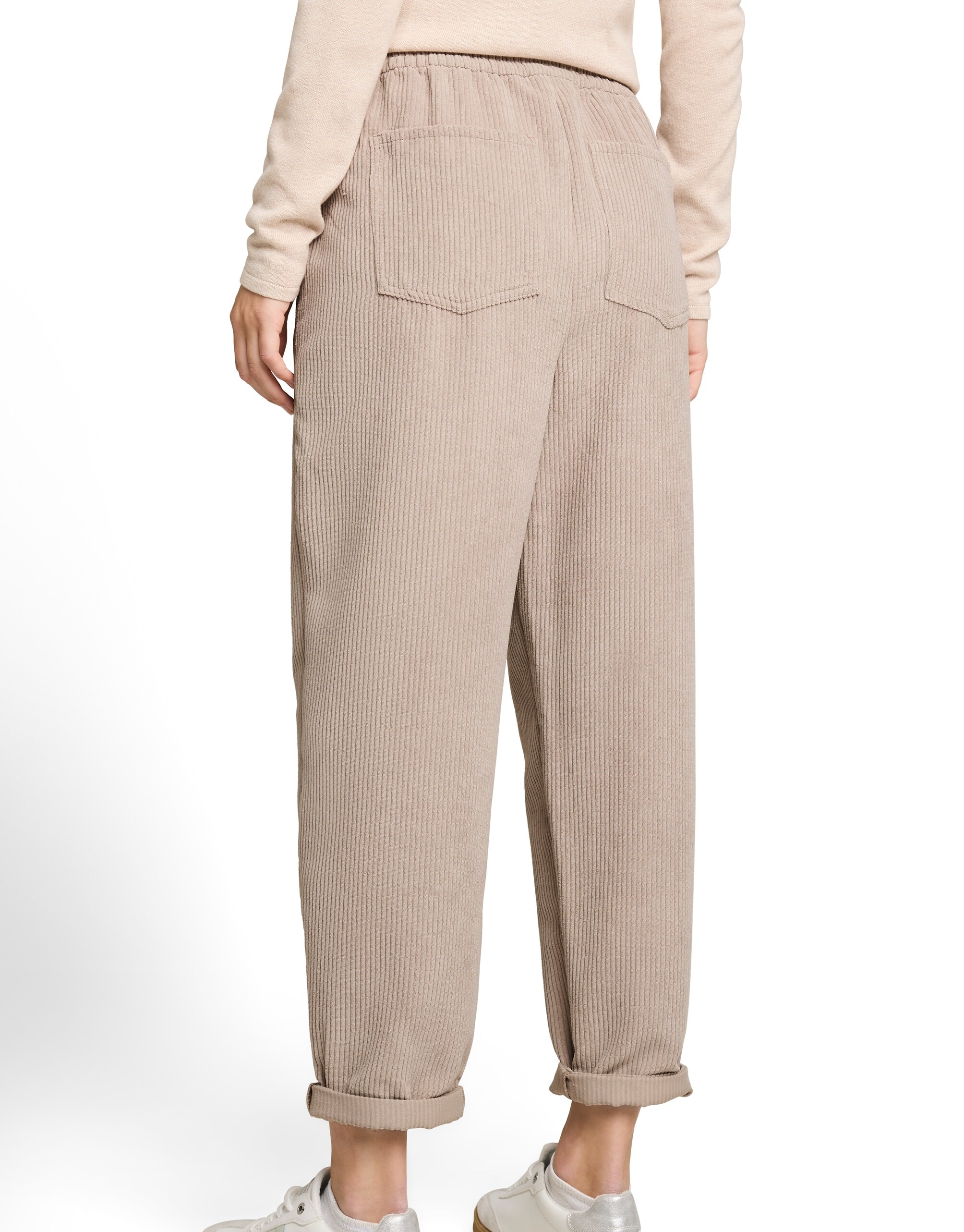 Pantalón recto de mujer con cintura elástica y cordón - Tom Tailor - Natural Natural-2