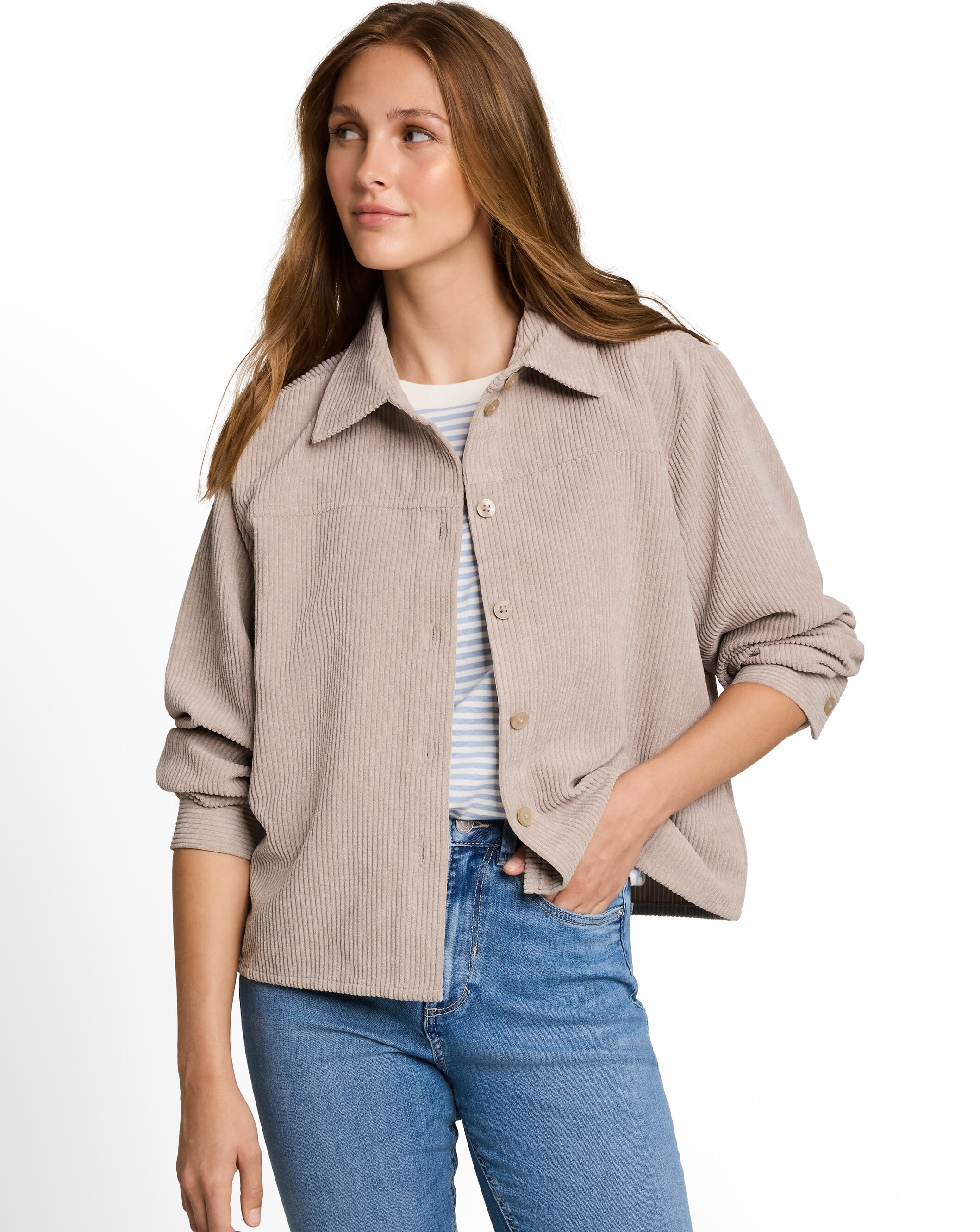 Imagen 0 de Camisa de mujer con cuello clásico y manga larga Natural