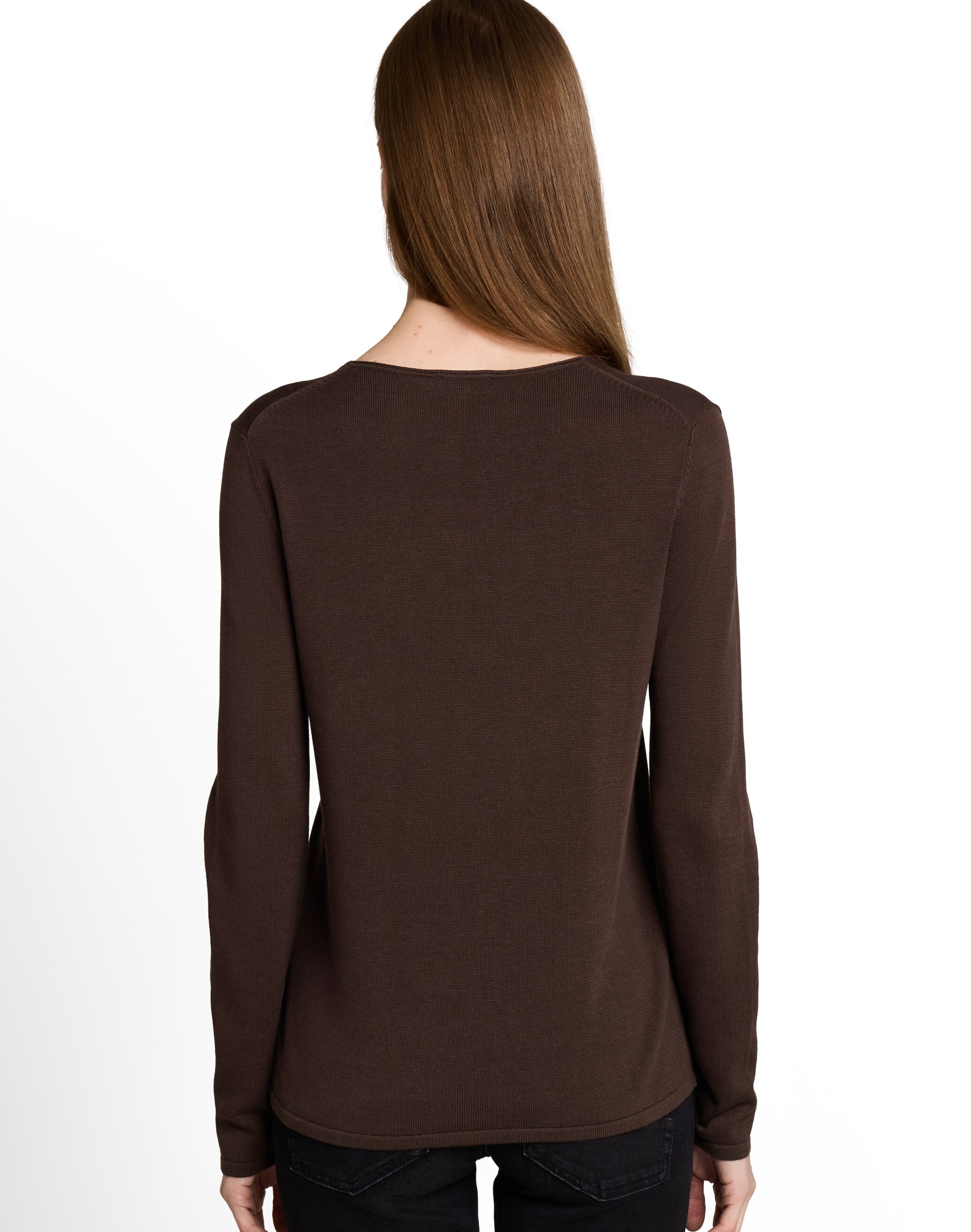 Jersey de mujer con cuello pico y manga larga - Tom Tailor - Marrón Marrón-2