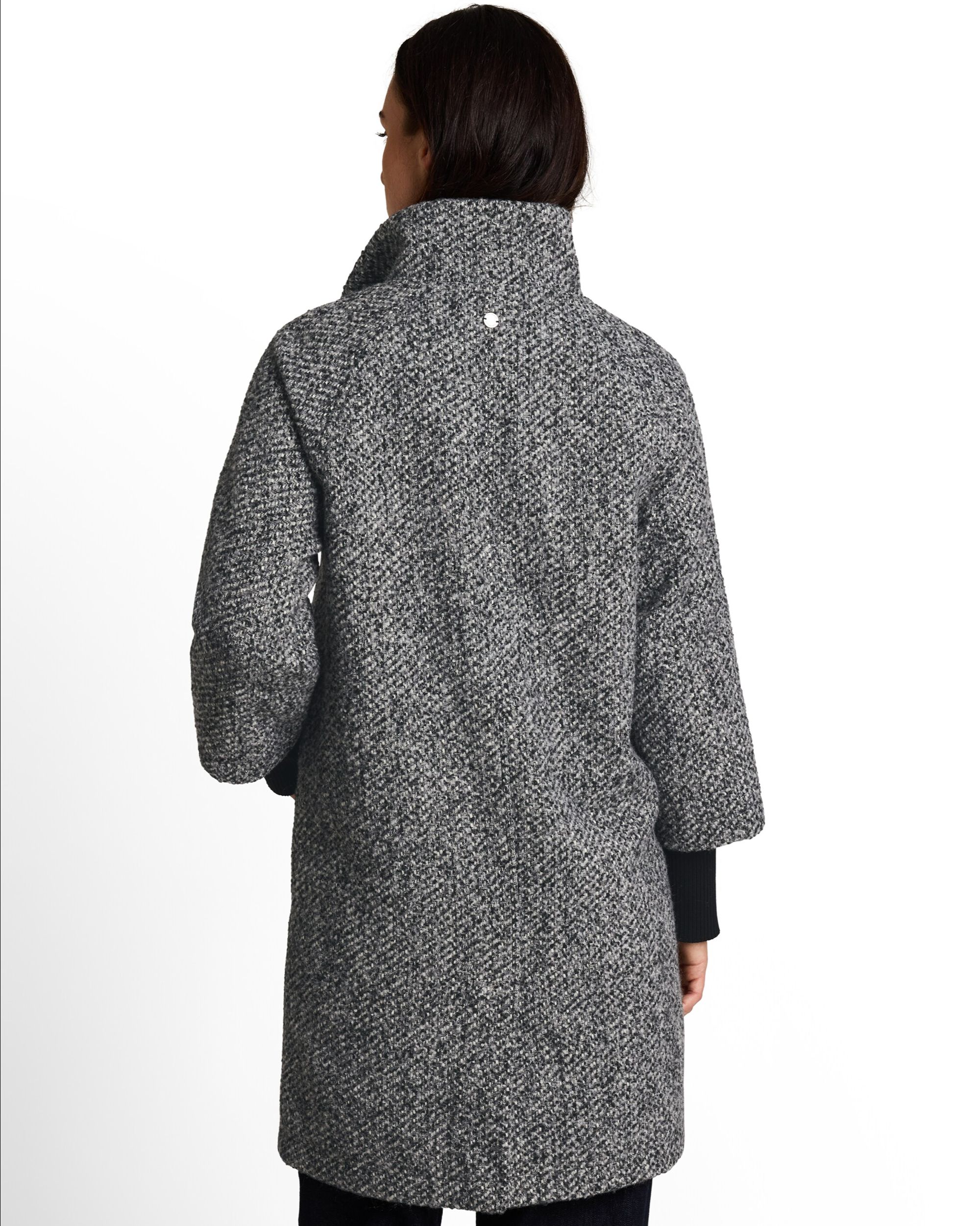 Abrigo de paño de mujer con cierre de cremallera y cuello alto - Tom Tailor - Gris Gris-2
