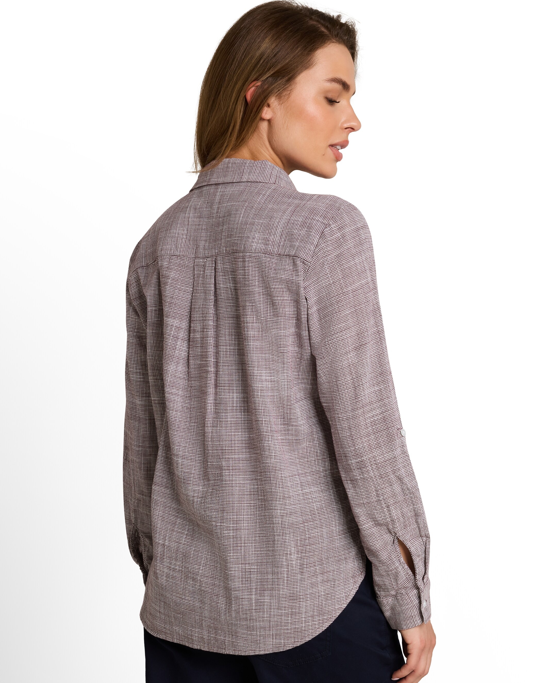 Imagen 2 de Camisa de manga larga de mujer con cuello de pico, botones, bolsillos y estampado de cuadros - Tom Tailor - Rojo Rojo