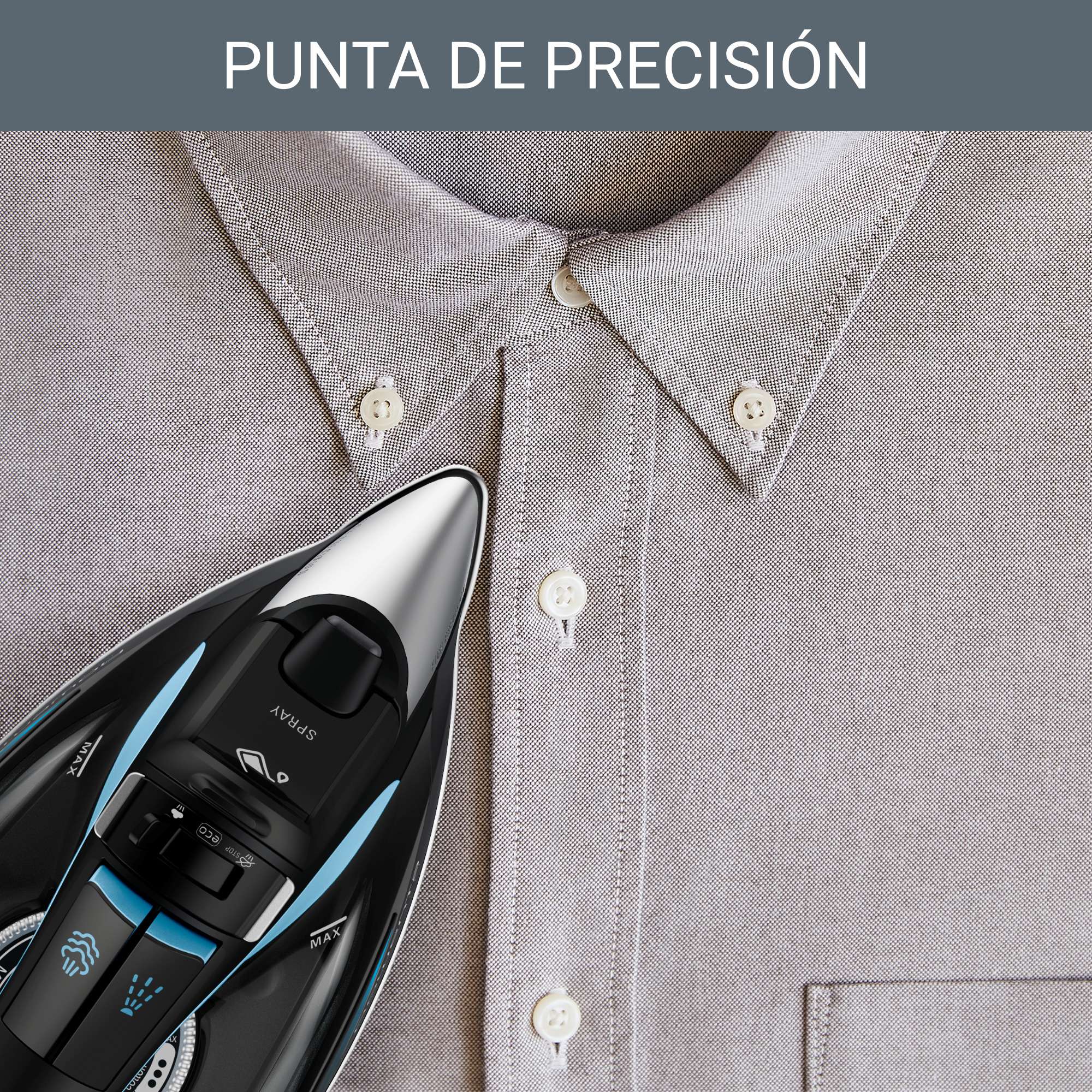 Imagen 4 de Plancha de vapor Rowenta Focus Excel vapor continuo 45 g/min modo Eco - Negro / Azul Negro / Azul