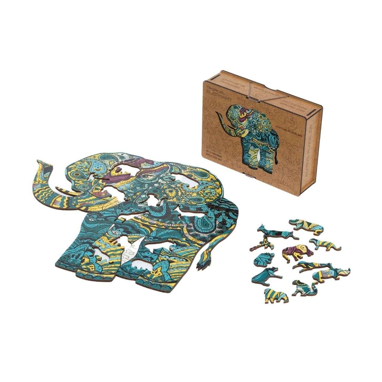 Puzzle de madera de Elefante 37 x 33 cm 190 piezas Active Puzzles