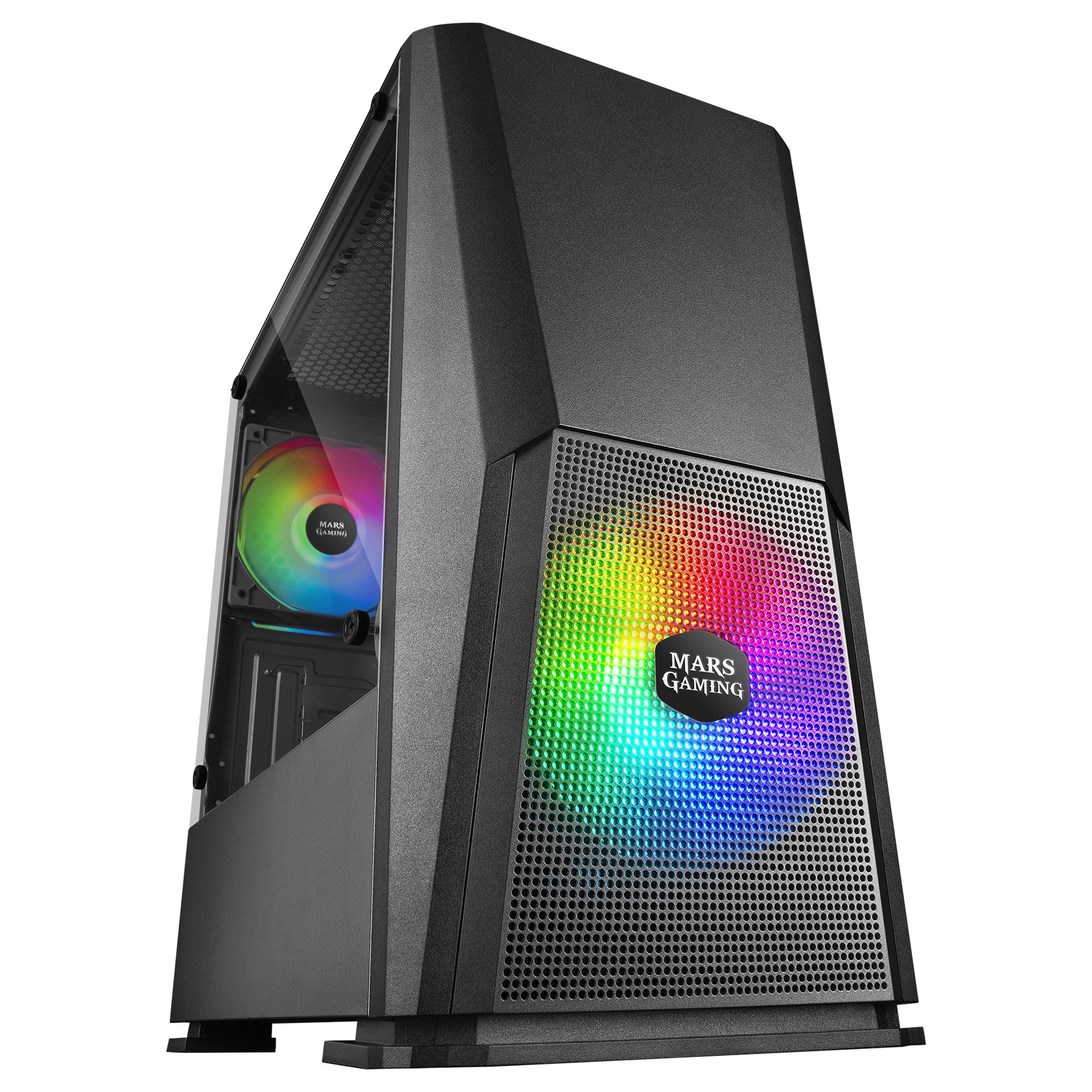 Caja Gaming MicroATX RGB Mars Gaming MCONE 2 Ventiladores 12cm Negro