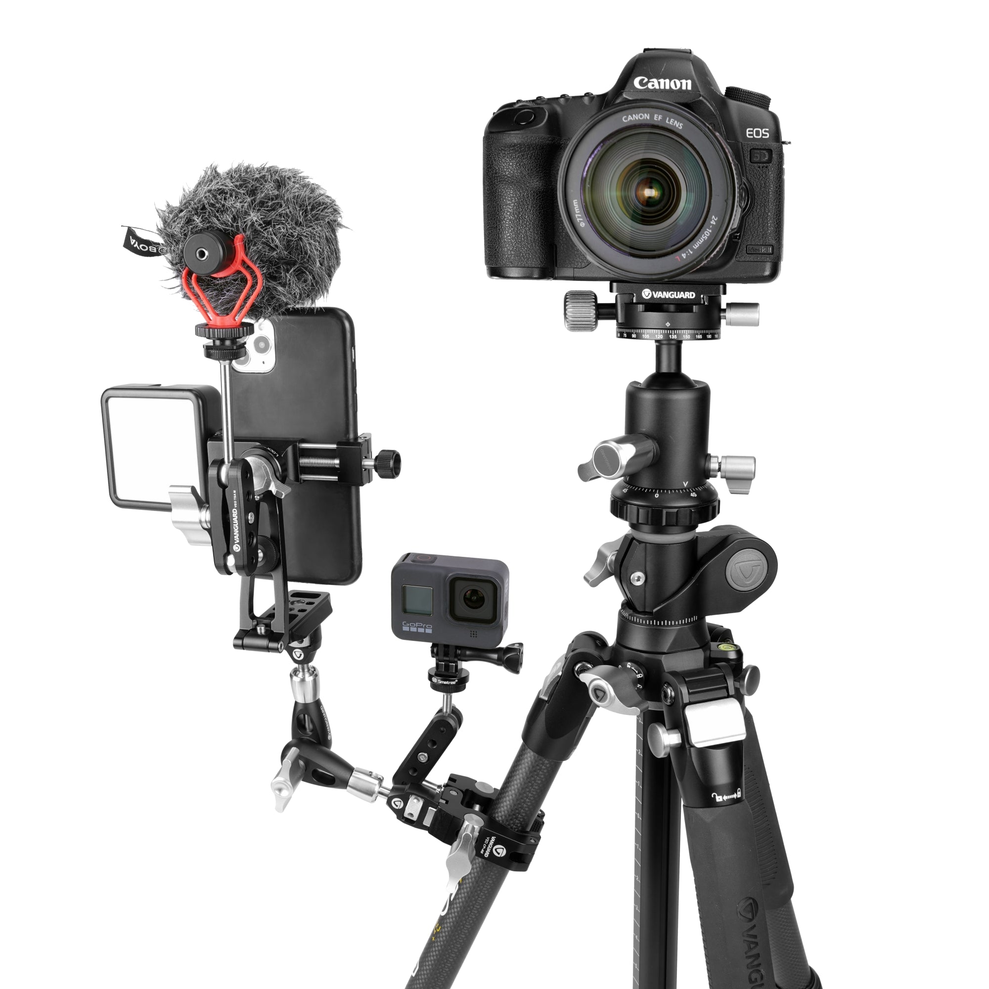 Kit de soporte para móvil Vanguard Veo CP-46 KIT pinza, brazo y adaptador Smartphone - Negro Negro-2