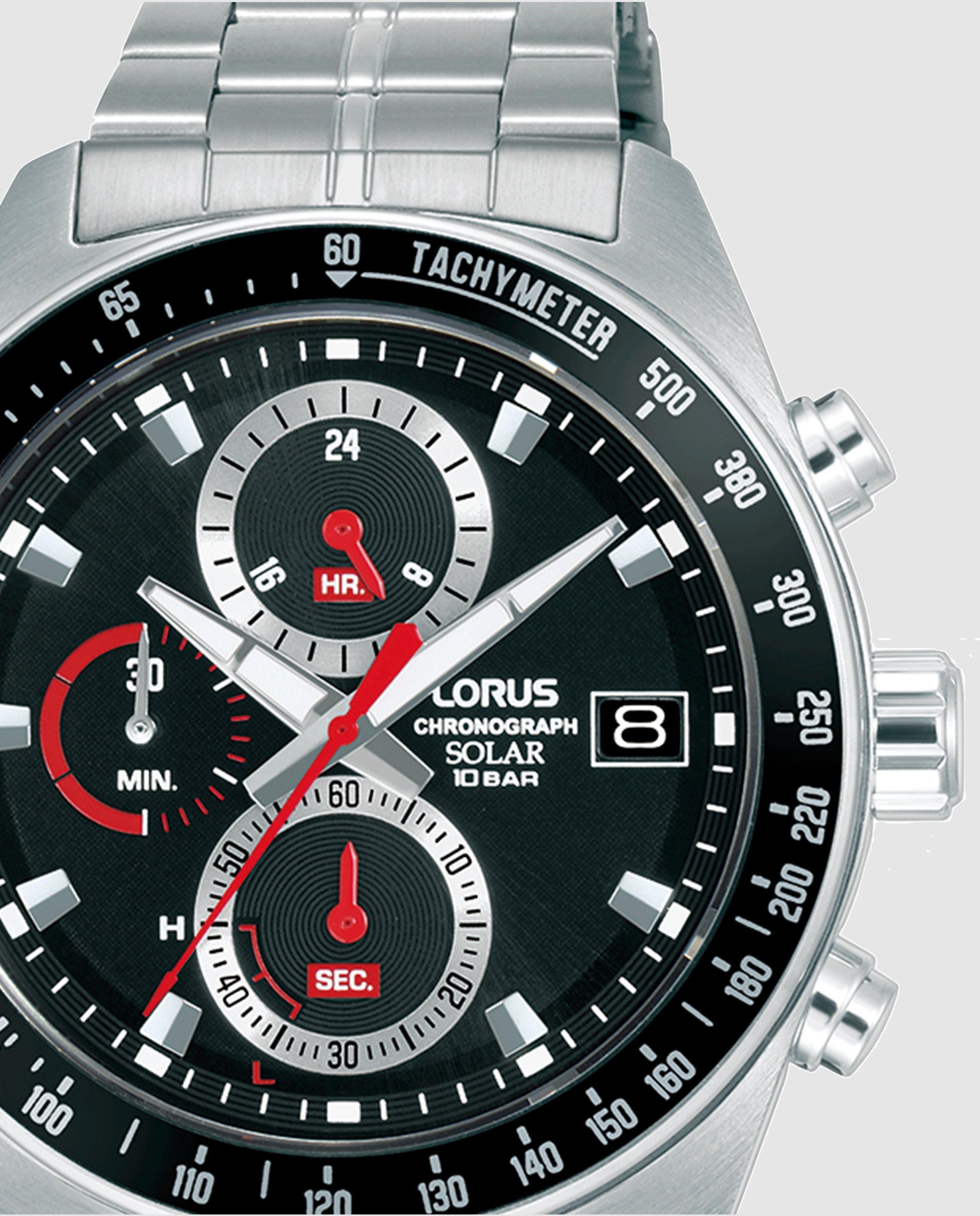 Reloj analógico de hombre sport man rz615ax9 de acero y correa plateada Plata / Rojo Lorus Plata / Rojo-2