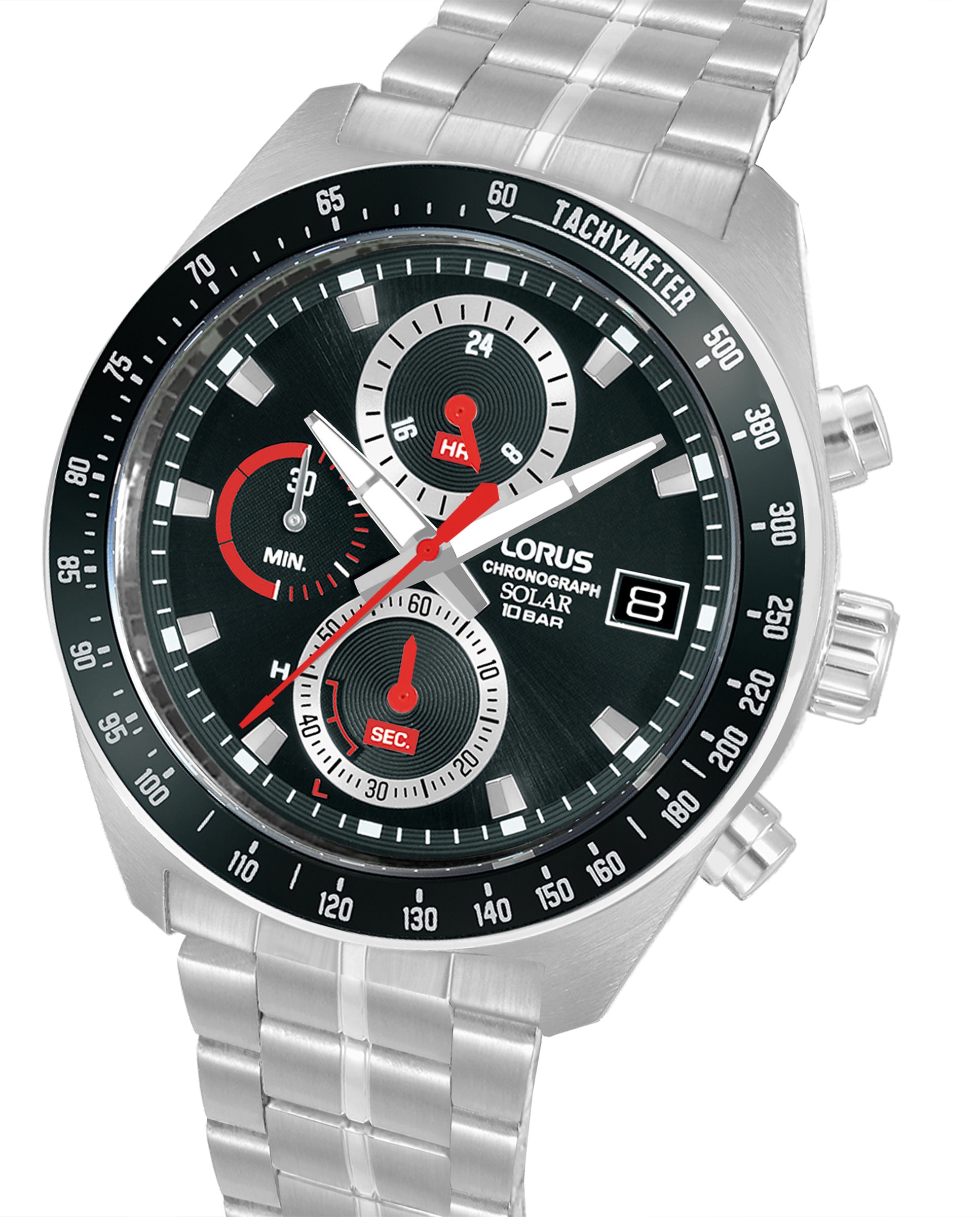 Reloj analógico de hombre sport man rz615ax9 de acero y correa plateada Plata / Rojo Lorus Plata / Rojo-3