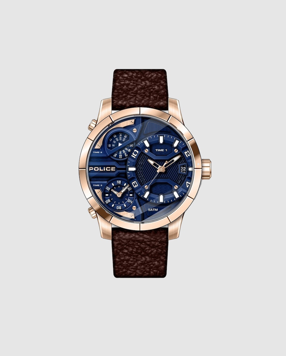 Reloj de hombre Bushmaster PEWJB2110602 de piel y correa marrón Marrón-1