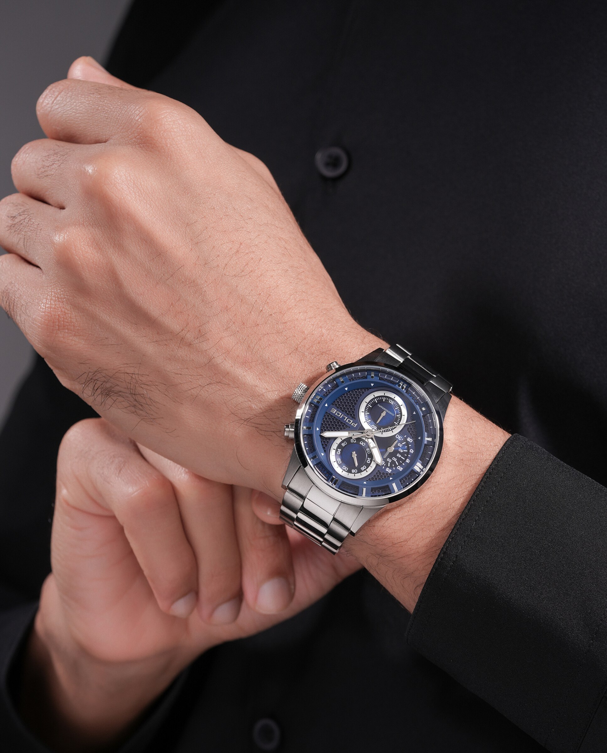 Reloj de hombre levuka pewgk0092502 de acero y correa plateada - Police - Plata Plata-3
