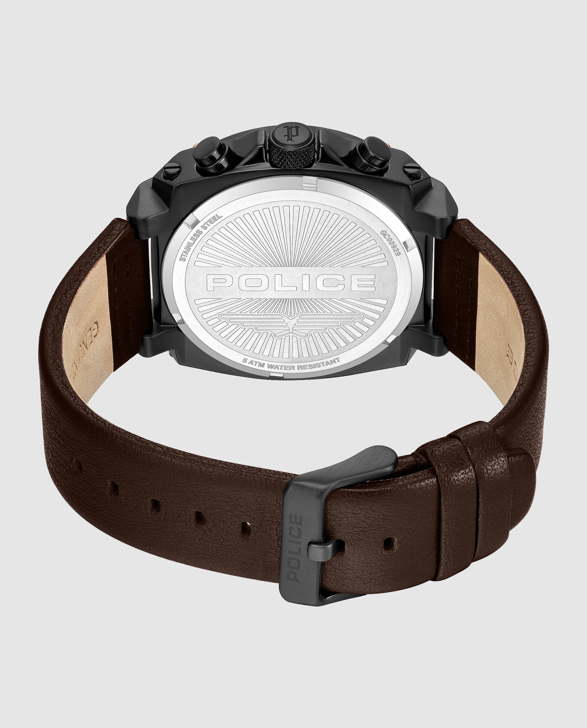 Reloj analógico de hombre norwood pewgc0092905 de piel y correa - Police - Marrón Marrón-2