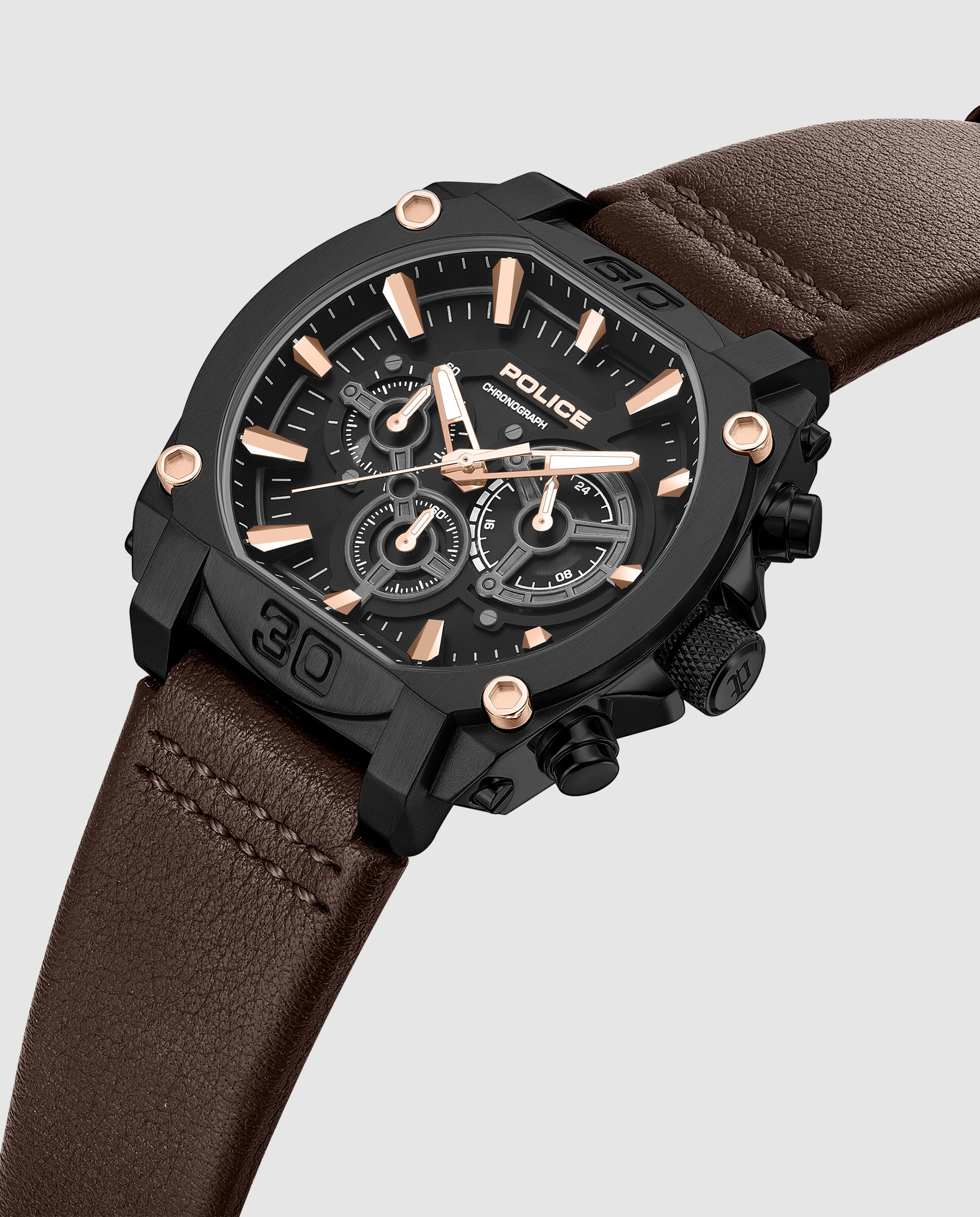 Reloj analógico de hombre norwood pewgc0092905 de piel y correa - Police - Marrón Marrón-4