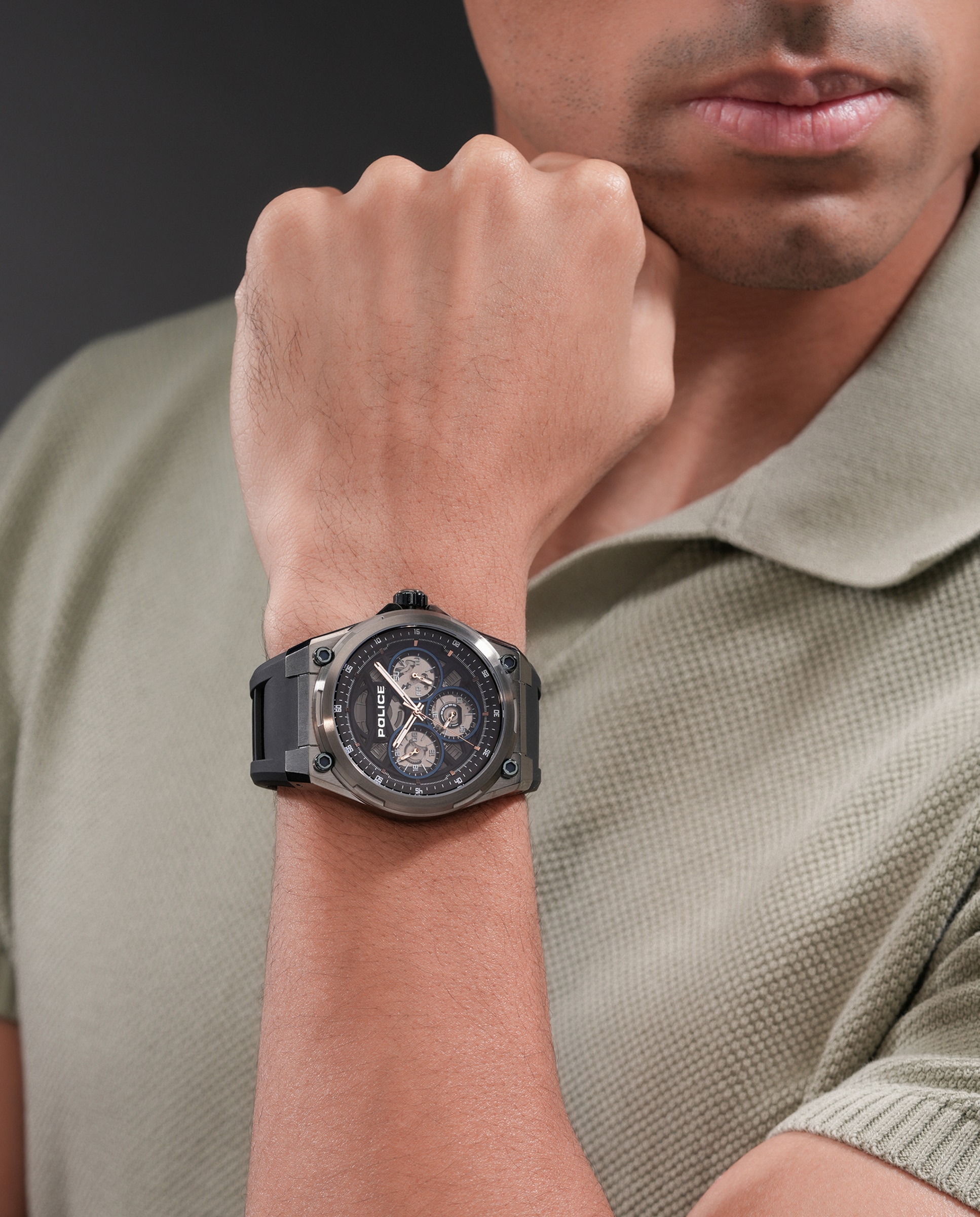Reloj de hombre norwood pewgq0093803 de silicona y correa - Police - Azul Azul-3