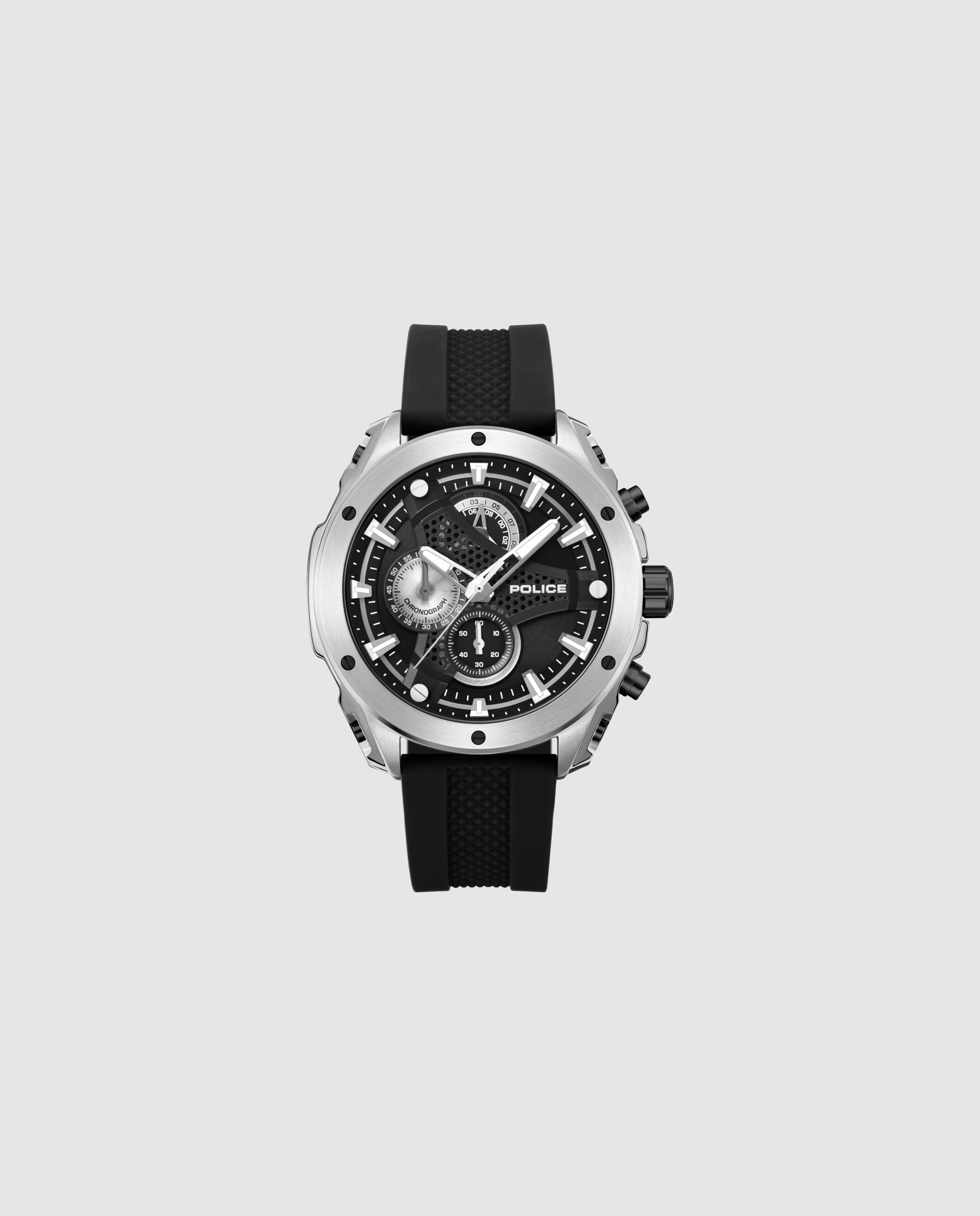 Imagen 0 de Reloj analógico de hombre wyvern pewgo0093001 de silicona y correa negra Negro / Cromo