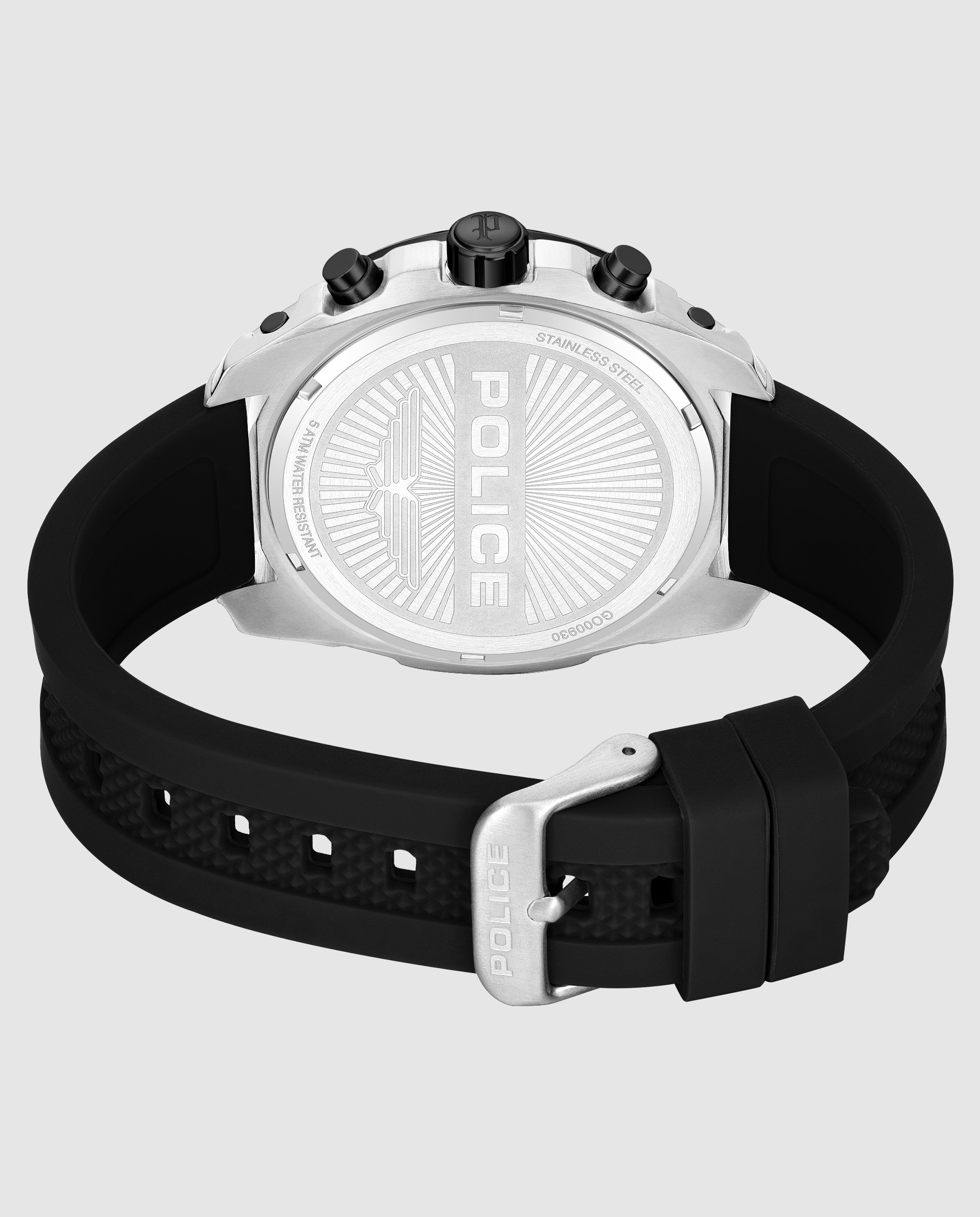 Reloj de hombre wyvern pewgo0093001 de silicona y correa negra - Police - Negro Negro-2