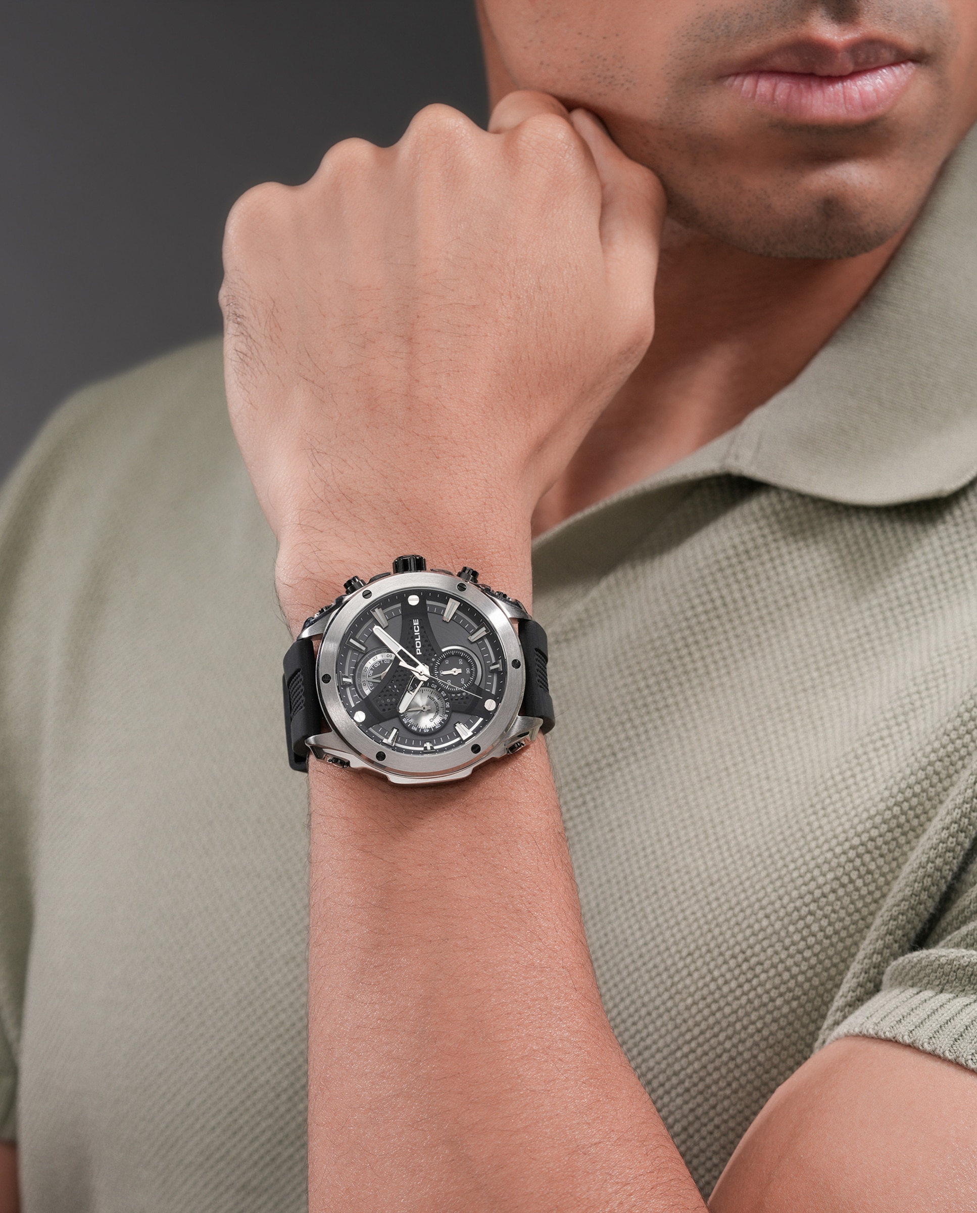 Reloj de hombre wyvern pewgo0093001 de silicona y correa negra - Police - Negro Negro-3
