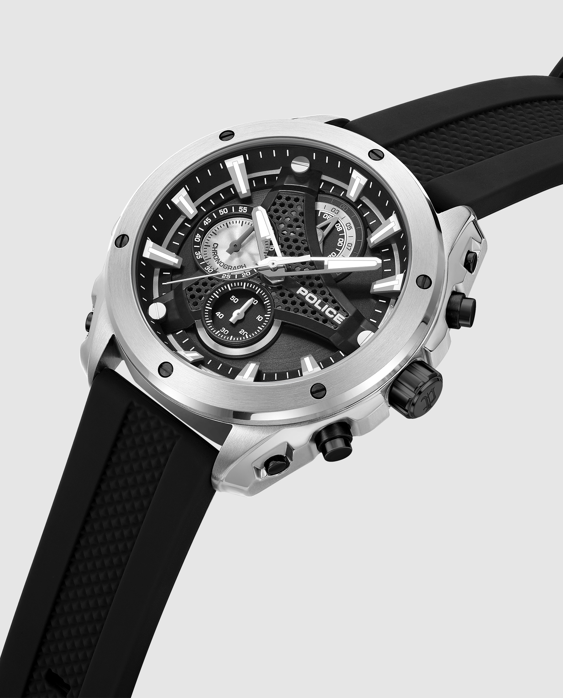 Reloj de hombre wyvern pewgo0093001 de silicona y correa negra - Police - Negro Negro-4