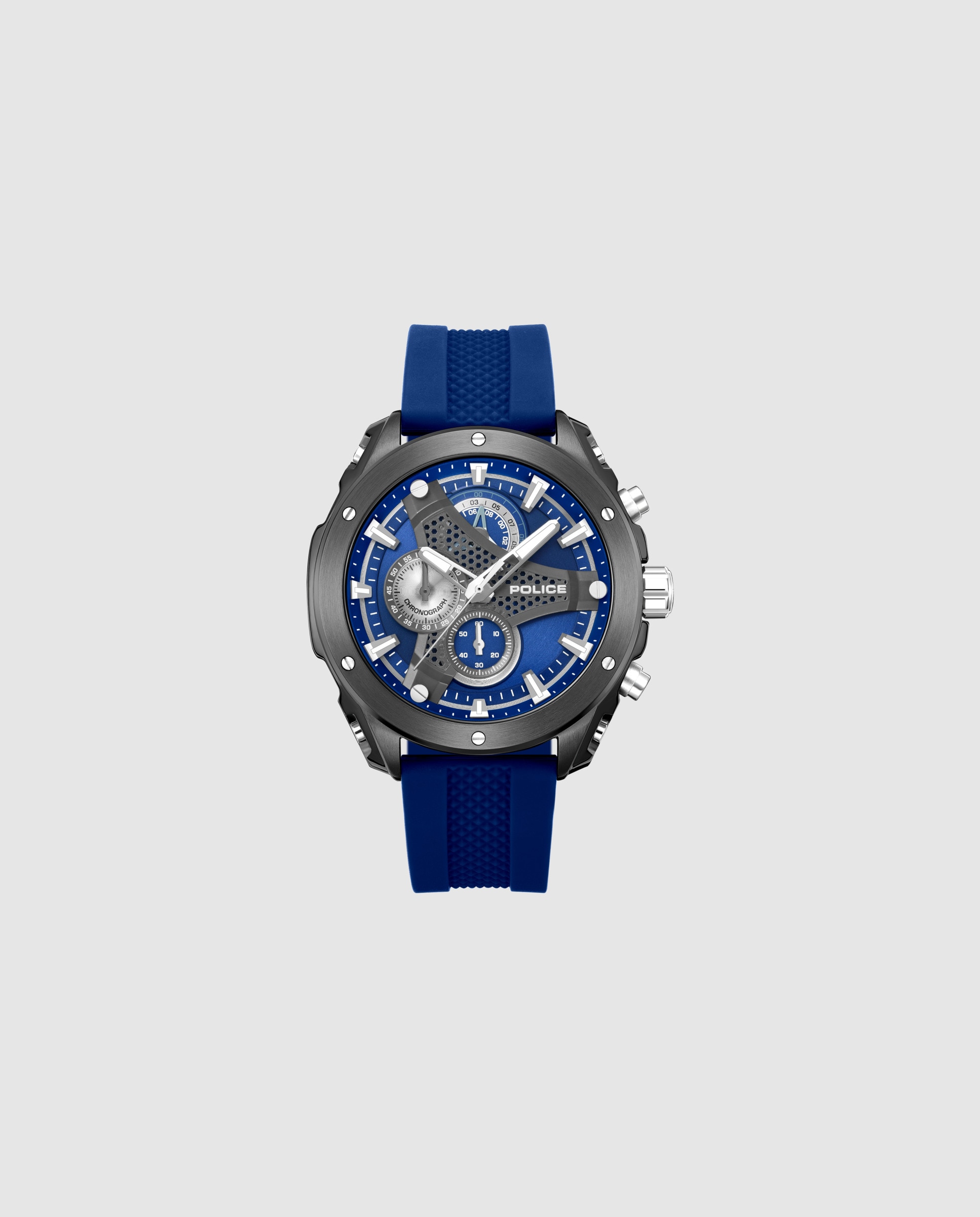 Imagen 0 de Reloj analógico de hombre wyvern pewgo0093002 de silicona y correa azul Azul / Gris